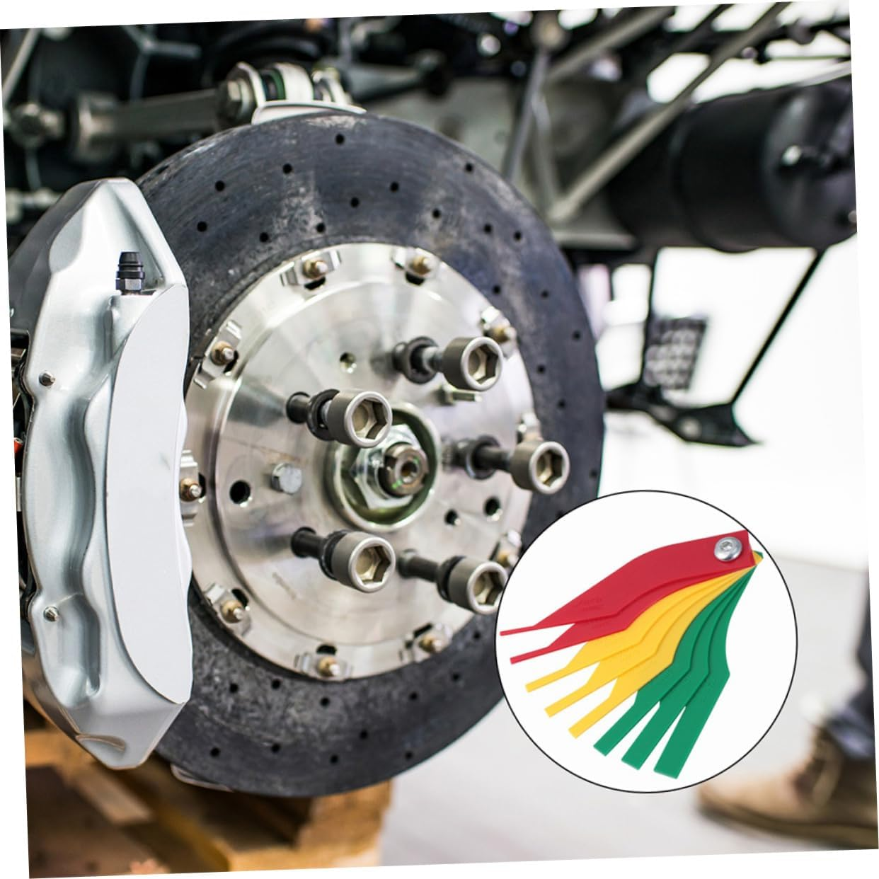 COOLHIYA Brake Pad Gauge Tool Car Brake Pad Thickness Gauge 3Pcs Automotive Diagnostic Measurement Tool for Accurate Wear Detection and Maintenance image number 1