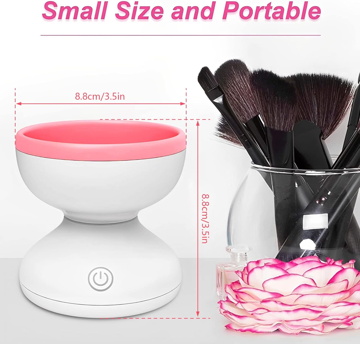 Electric Makeup Brush Cleaner, Automatic USB Makeup Brush Cleaner Machine, Time Saving Electric Cosmetic Brush Cleaner Deep Cleaning Automatic Makeup Brush Spinner for Makeup Brushes Home 3.5X3.5X3.5 In image number 6