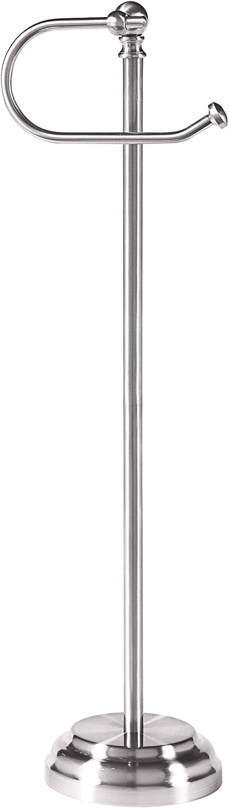 Sunnypoint Classic Bathroom Free Standing Toilet Tissue Paper Roll Holder Stand Chrome Brush Finish image number 1