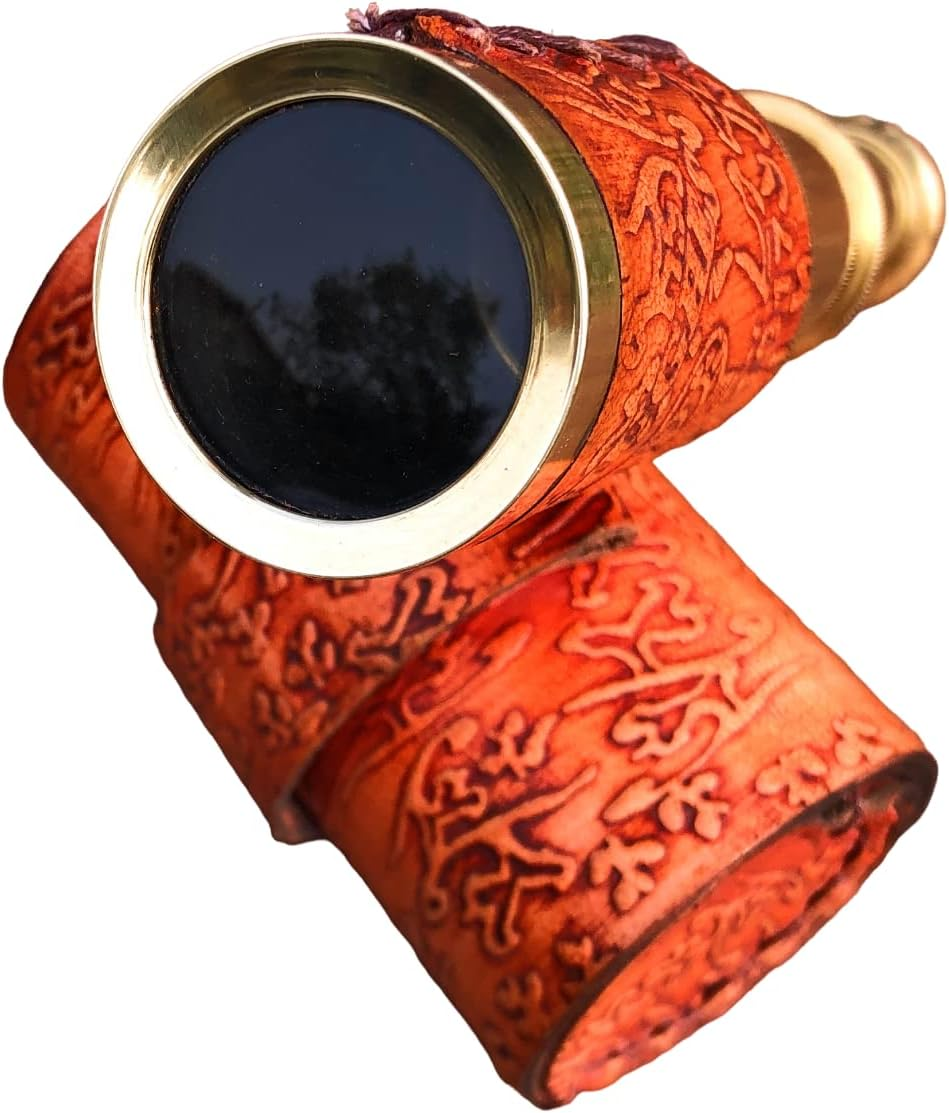 Nautical Handheld Pirate Brass Telescope with Box/Case Sailor Home Decor Pirate Captain Boat Gift (6", Kelvin & Hughes) - Brass image number 4