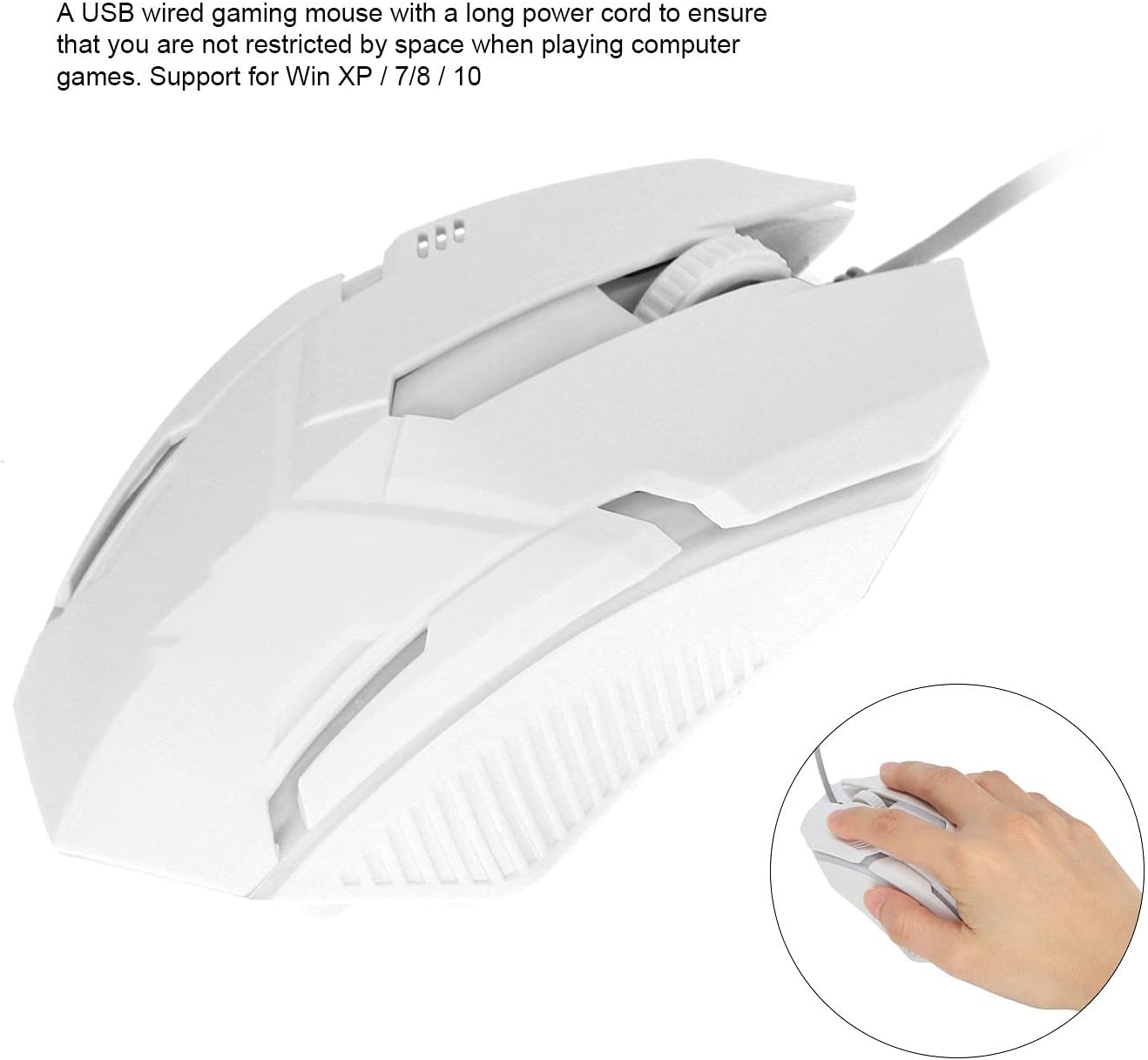 USB Wired Mouse,Portable RGB Backlight,Ergonomic Computer Gaming Mouse Mice,For Laptop Pc,For XP/7/8/10 (White)
