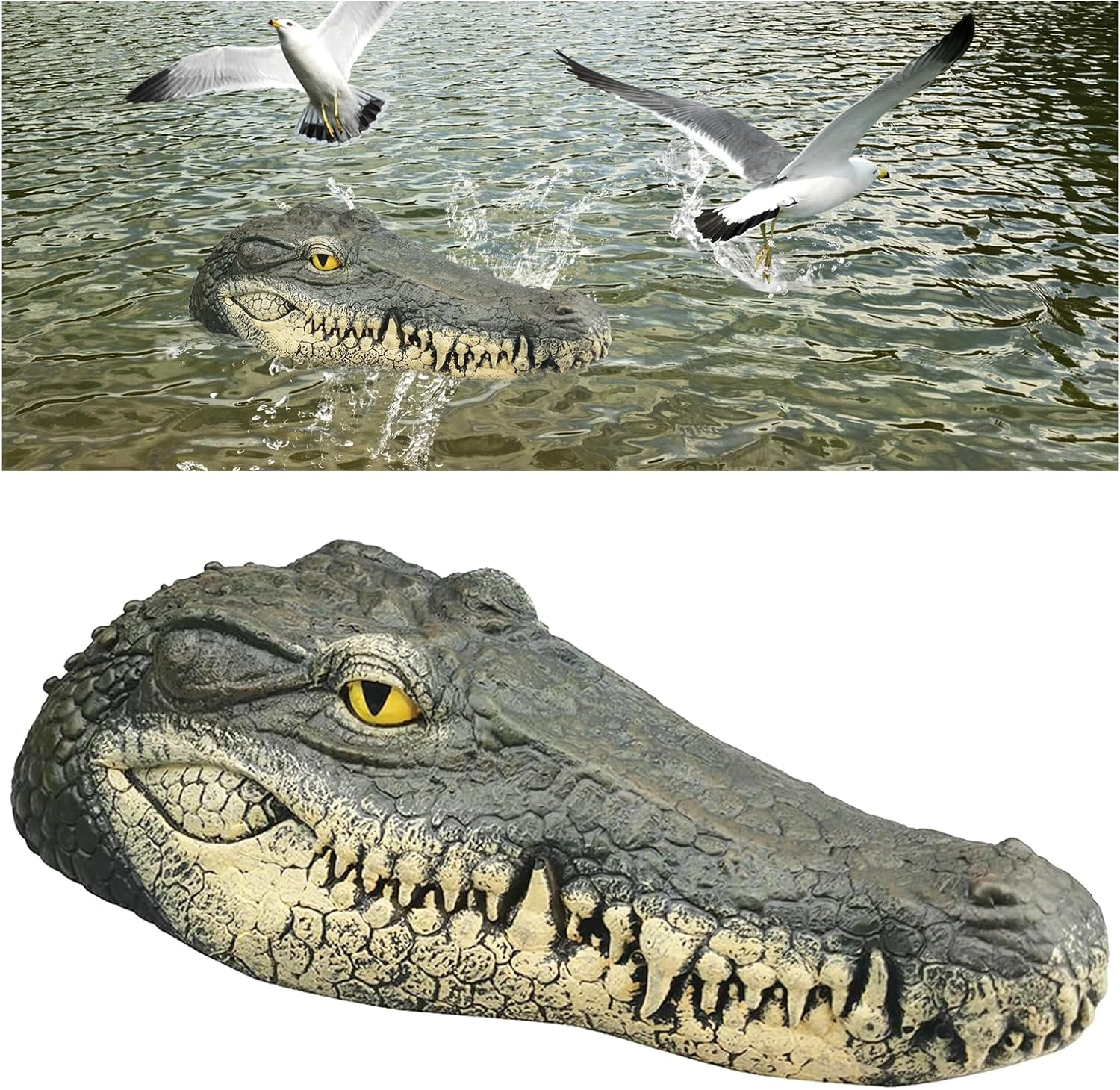 Floating Alligator Decoy for Pool - Crocodile Head Float Used as Duck, Egret, and Pond Bird Deterrent image number 3