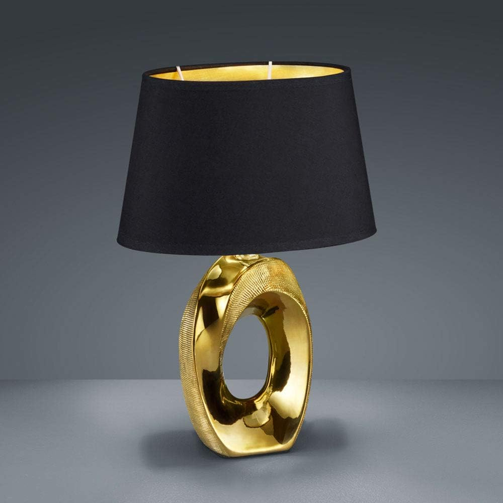 Reality Leuchten Taba R50511079 Ceramic Table Lamp with Black/Gold Fabric Shade Height 33 Cm image number 5