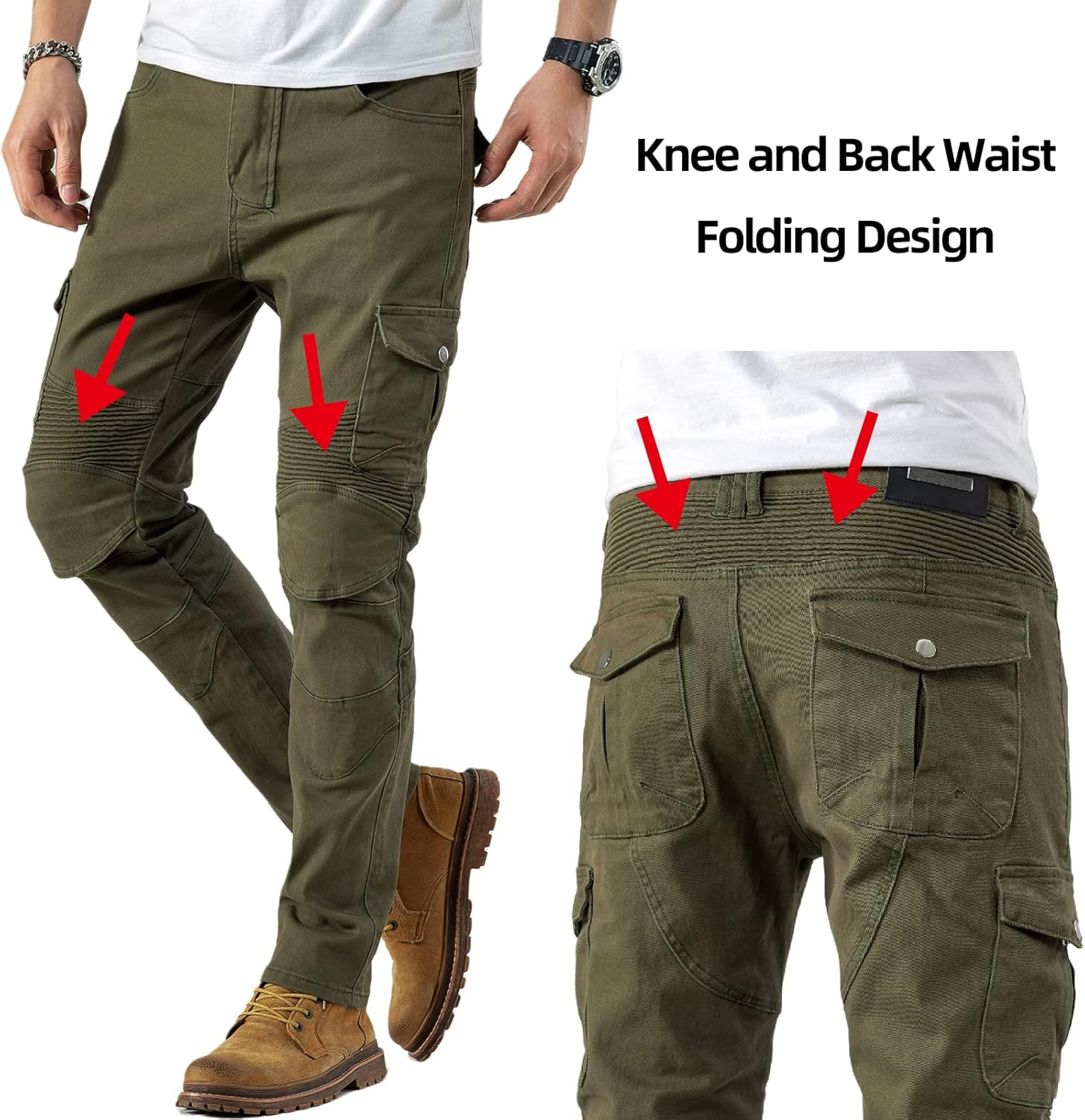 Ctbqitom Motorcycle Pants for Men Motocross Riding Pants Motorbike Riding Denim Jeans with Knee and Hip CE Armor Pads image number 5