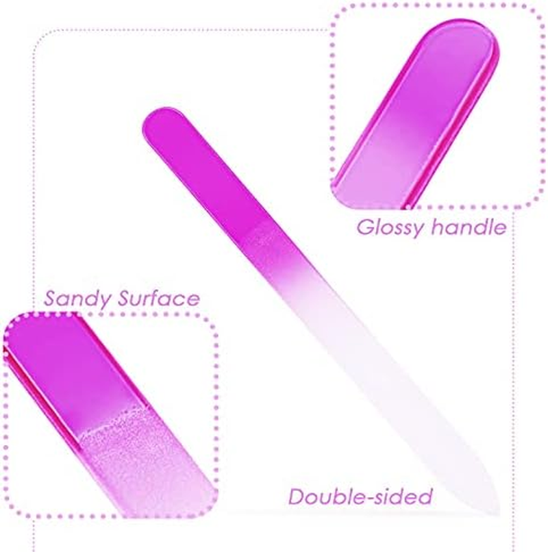 4 Pieces Glass Nail Files with Hard Protective Cases, Beauties Factory Double-Sided Reusable Sandy Glass Nail File with Portable Case for Fingernails, Natural, Gel and Acrylic False Nails (4 Colors - Purple, Pink, Candy Green, Cream White) image number 1