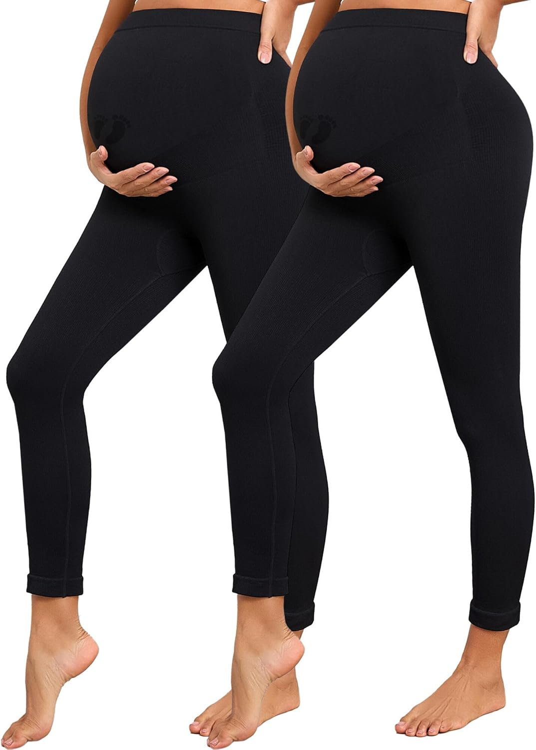 Maternity Leggings over the Belly Maternity Pants for Women Fall Maternity Clothes Black