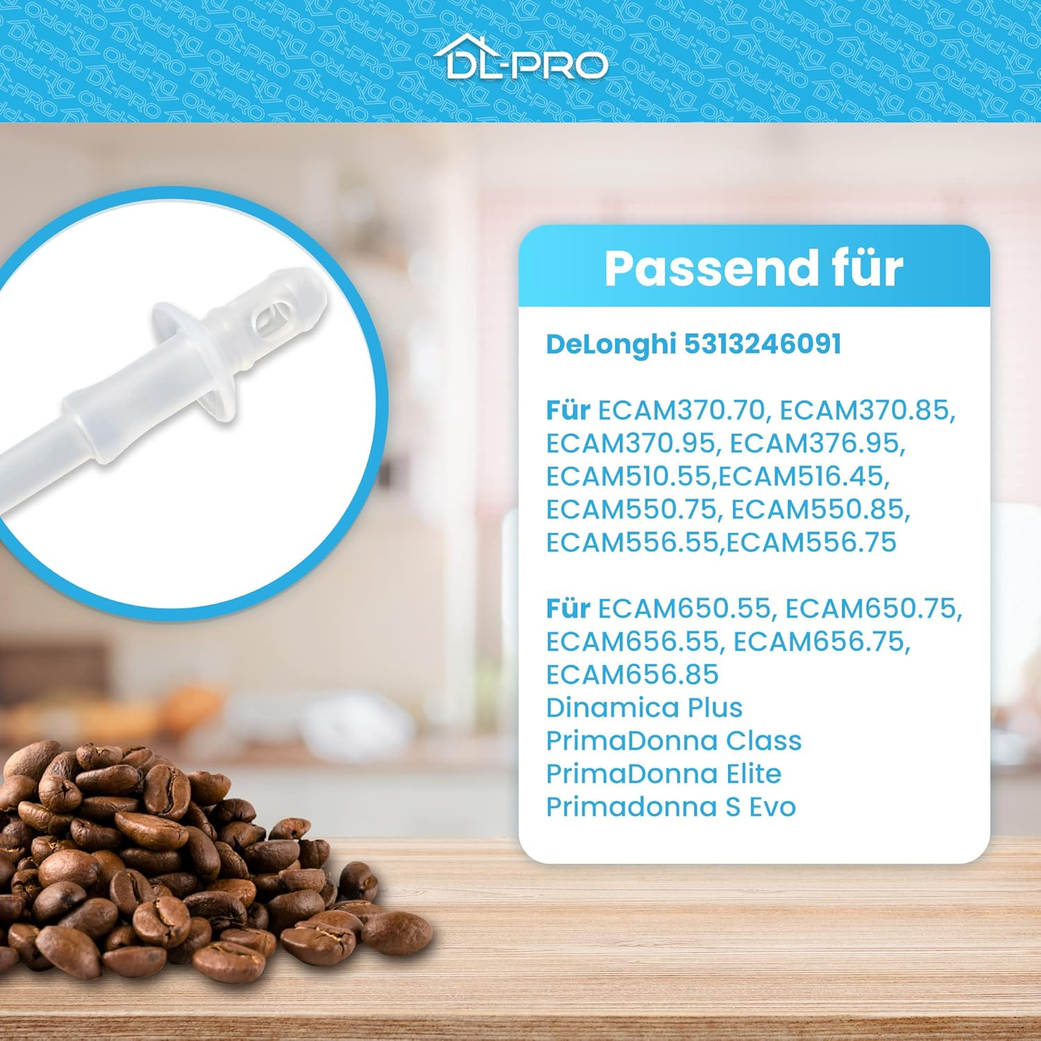 Dl-Pro 3 X Milk Suction Tube for Delonghi 5313246091 + Brush 17 Cm for ECAM656.55 ECAM656.75 Primadonna Elite Coffee Machine Fully Automatic Coffee Machine image number 5