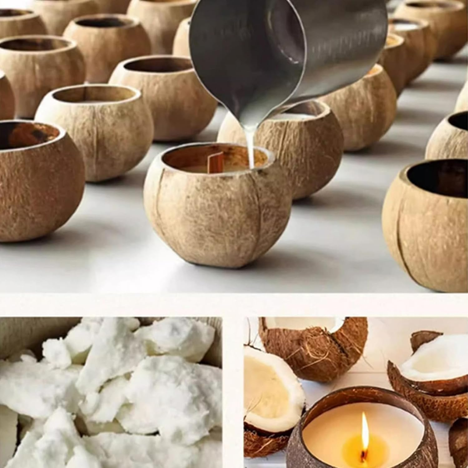 UPAUS Coconut Shell Candle, Natural Wood Wick, 10Oz Coconut Scented Soy Candle, Natural Coconut Shell, Ideal for Home and Beach D&eacute;cor, Aromatherapy Candle with Organic Coconut Shell