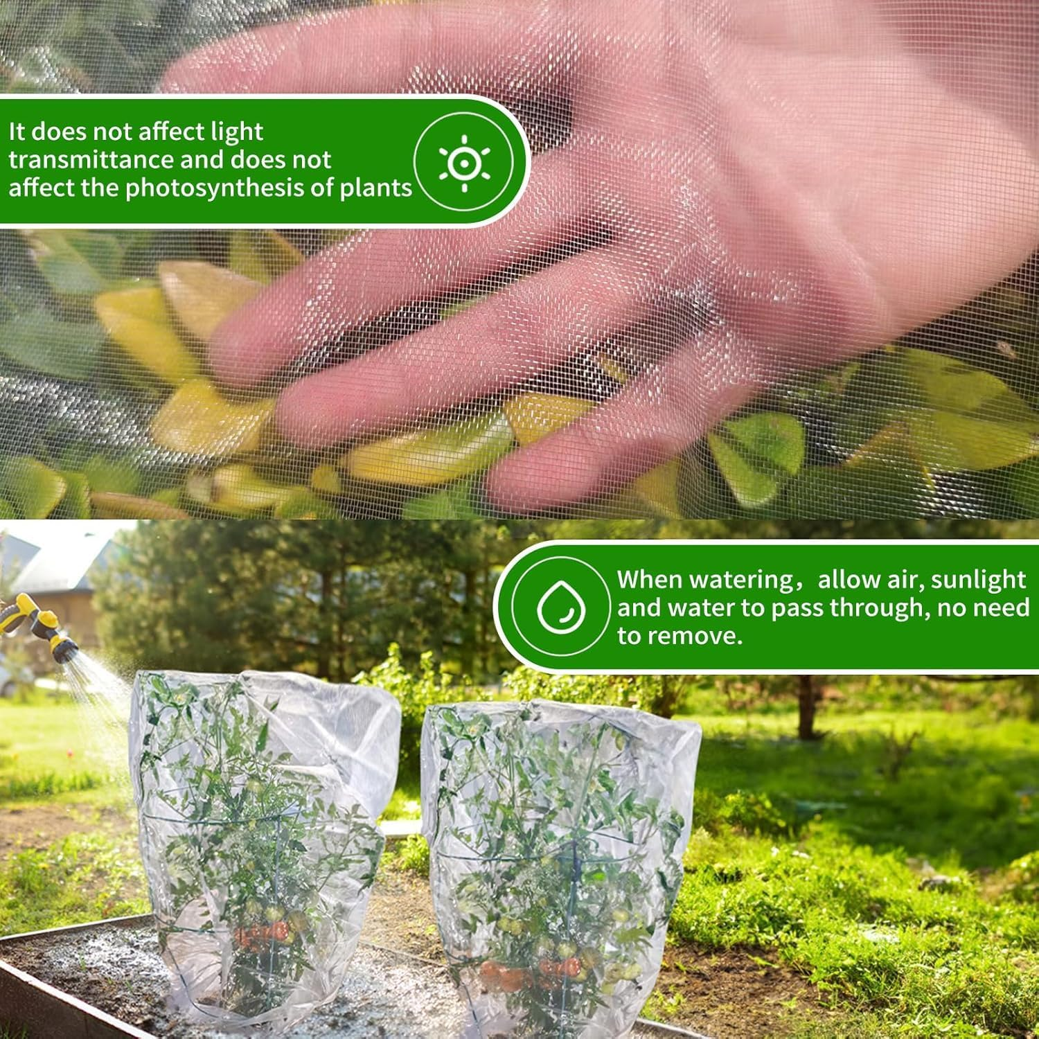 Garden Mesh Netting with Drawstring and Zipper-Plants Cover Protection from anti Birds,Insects-Pest Barrier Bag for Blueberry Bushes,Citrus,Tomatoes,Vegetables,Fruit Tree ﻿ (290 * 305Cm 2 Pack) image number 3