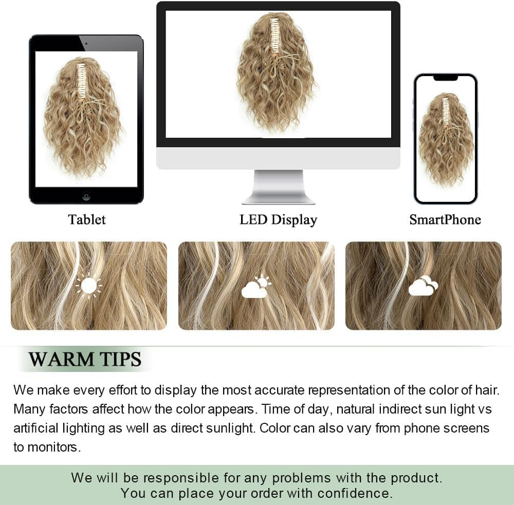 Fine plus 30.48 Cm Claw Clip Ponytail Extension - 1B image number 3