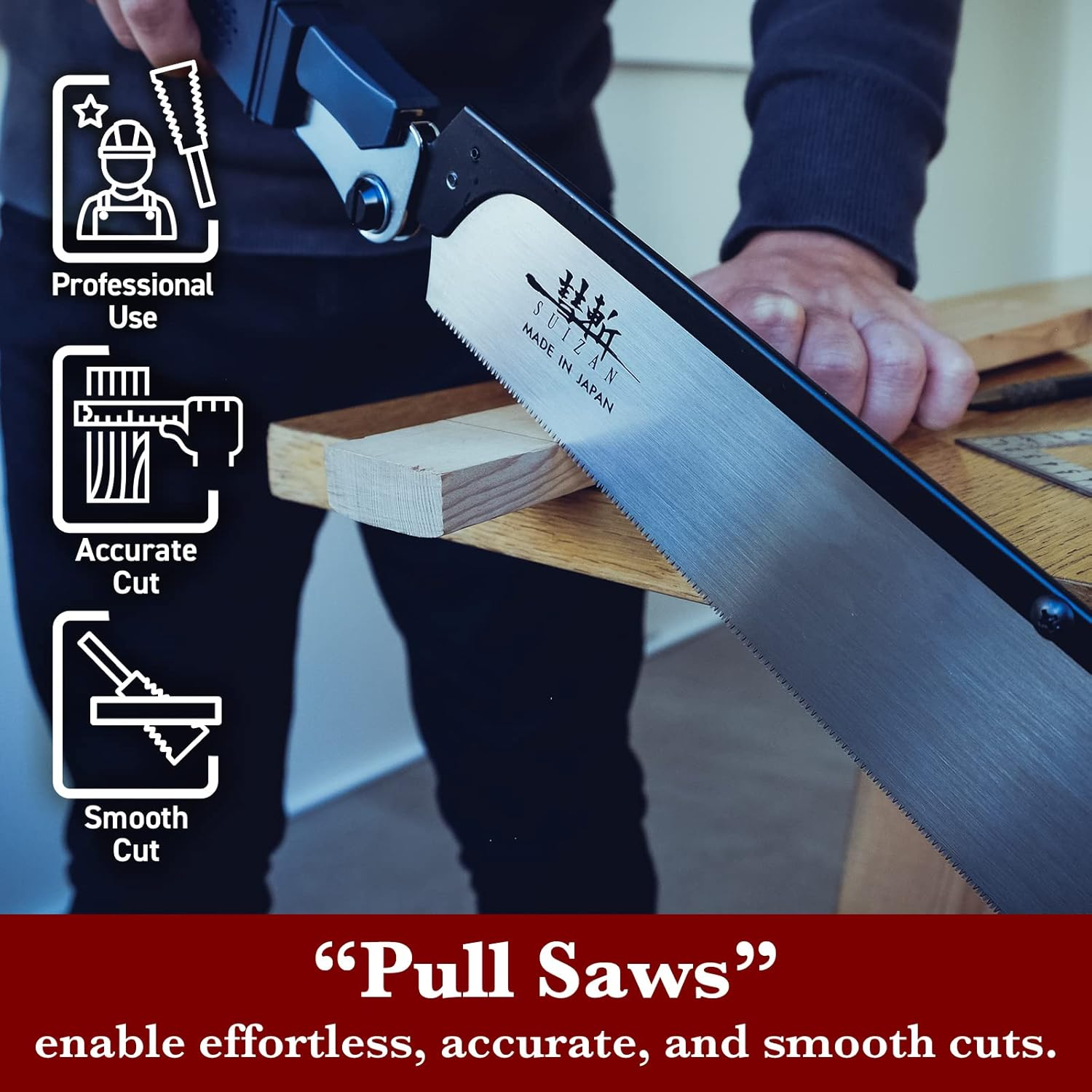 SUIZAN Folding Dozuki Dovetail Saw 240Mm Crosscut - Professional Japanese Pullsaw Handsaw Woodworking Tools image number 4