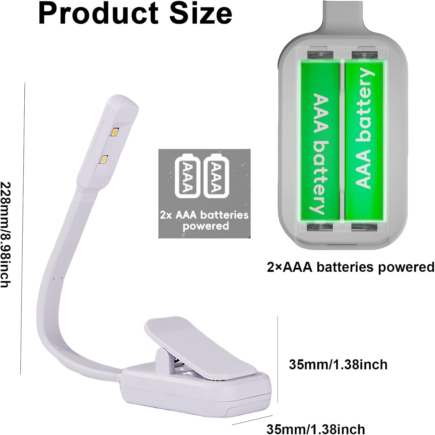 YQQZQ Reading Light,Aaa Battery Clip-On 3 Colors Dimming Led Light,Low Energ Long Runtime,Easy to Carry and Use image number 3