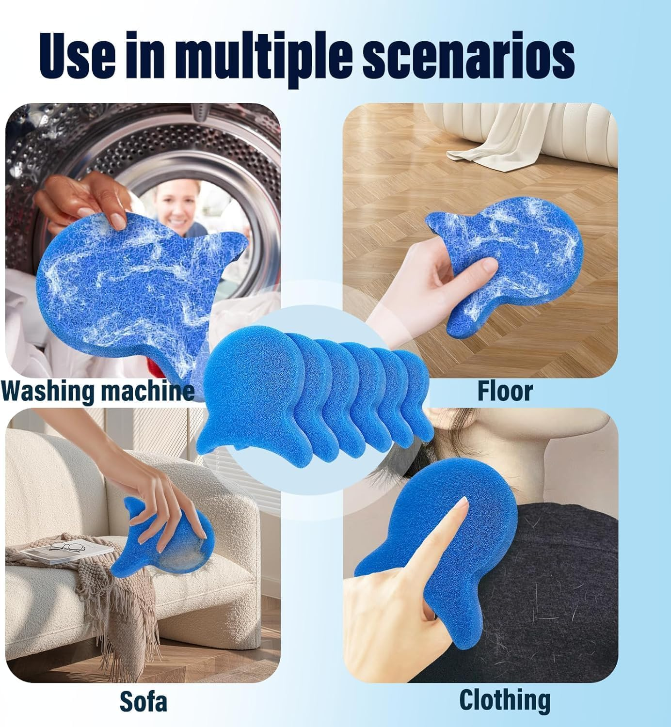 Washing Machine Pet Hair Remover-8 Pcs,Reusable Laundry Pet Hair Catcher Lint Balls Remover, Cat & Dog Hair Remover, Clothing & Household Cleaning,Washing Dryer Balls for Clothing (Deep Blue) image number 4