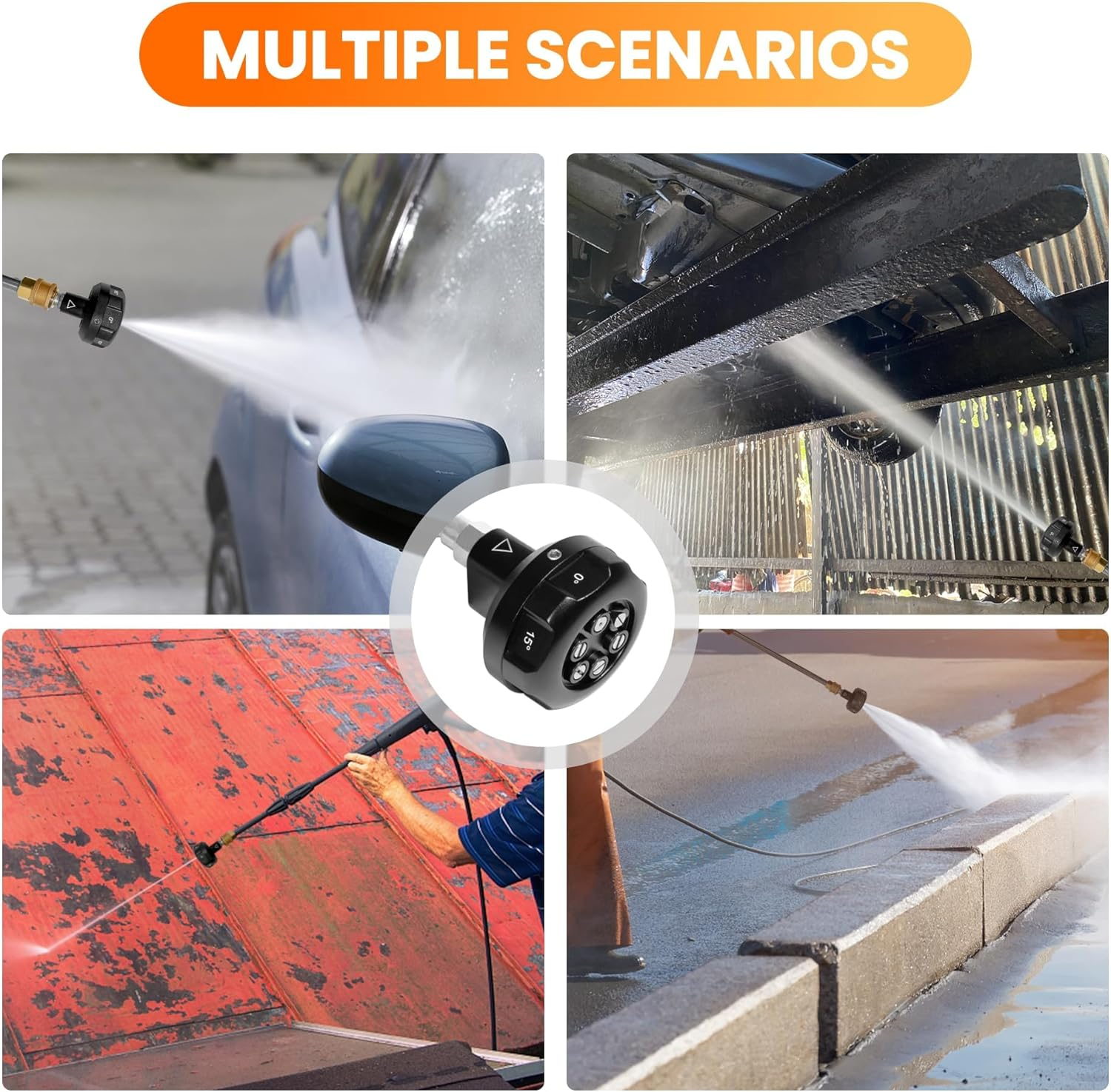 Giraffe Tools Adjustable 6-In-1 Pressure Washer Nozzle, Max 4000 PSI with 1/4" Quick Connect image number 1
