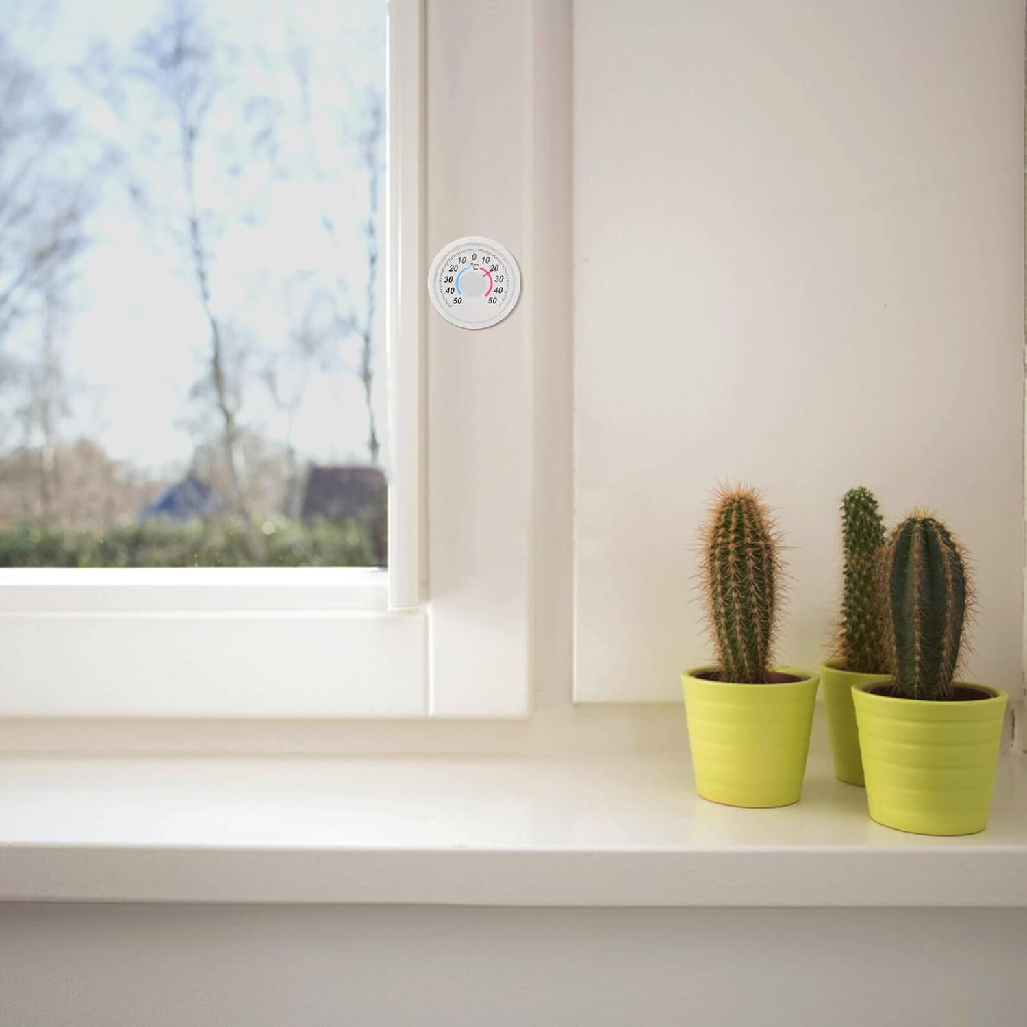 4Pcs Plastic Door Window Thermometers Accurate Indoor Outdoor Temperature Gauge Easy-Read Pointer Design Compact Weather Monitor for Home Garden Use image number 4