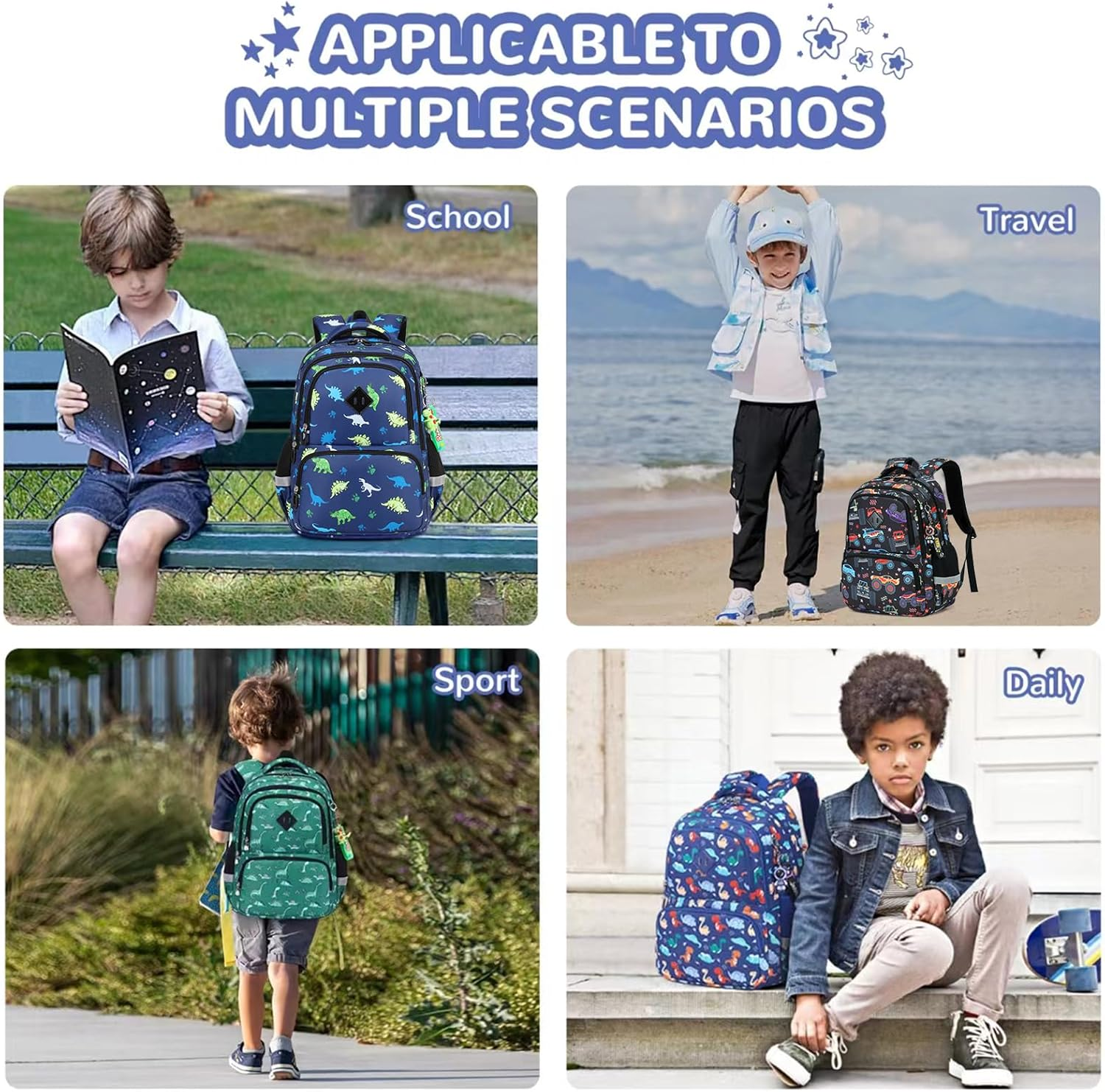 MUSEVOS Kids Backpack, Kawaii Printed Girls Boys Bookbags for Preschool, School Backpack for Elementary and Kindergarten image number 3