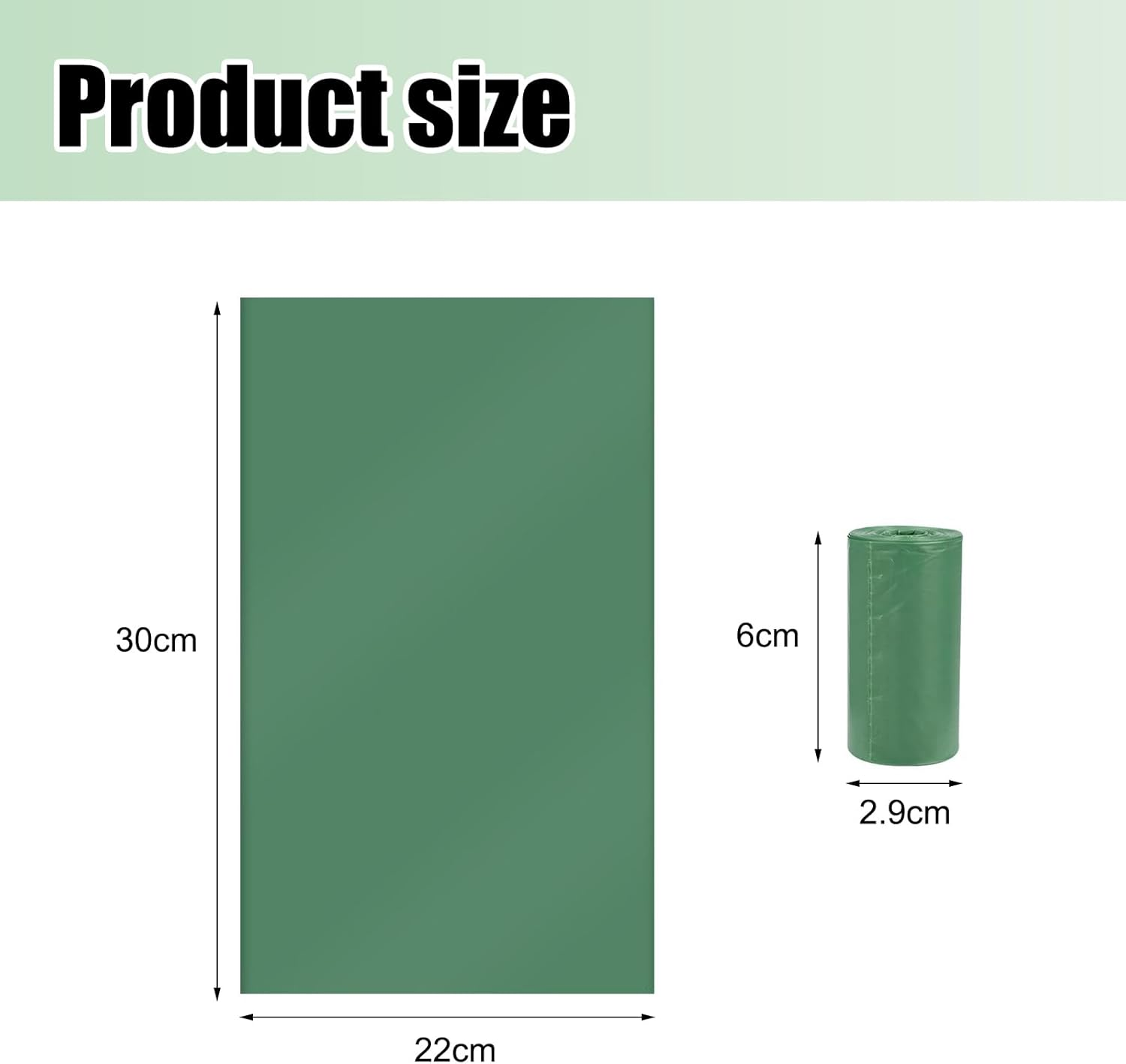 RTRTGS Pack of 150 Dog Waste Bags, Dog Bags, Waste Bags for Dogs - 30 X 21.5 Cm, Polyethylene Material, Portable - Green (10 Rolls, 15 per Roll) image number 3