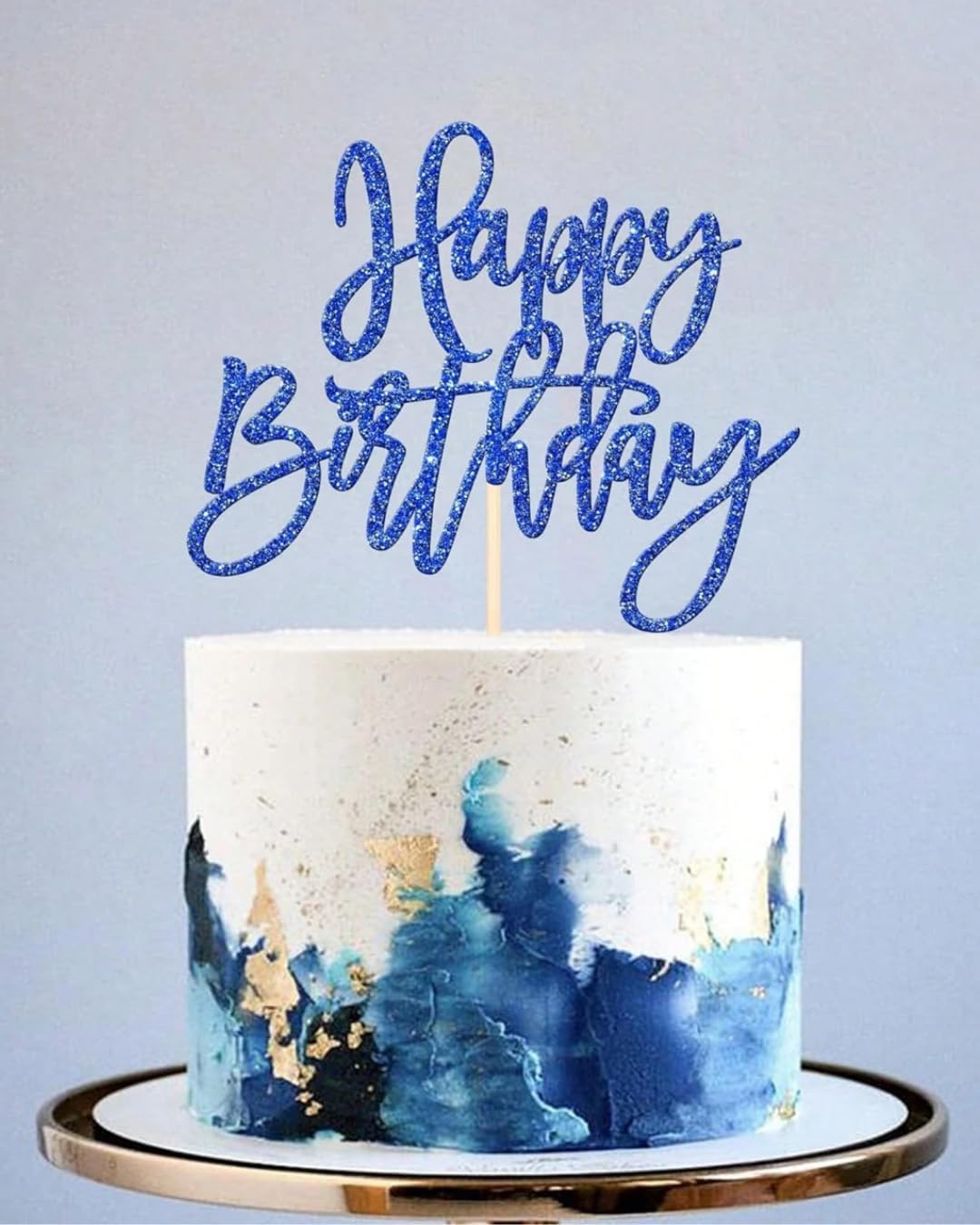 Glitter Happy Birthday Cake Topper - Different Colour Options, Party Decoration, Office, Kid Party (Pink) image number 5