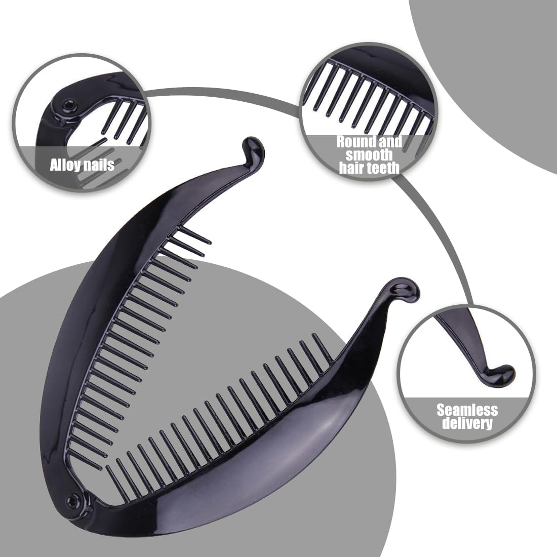 Pack of 4 Banana Clips Hair Clips Banana Fish Combs Fish Clips Banana Clip Hair Tinted Comb Handle Size 14 Cm for Women Girls Vintage Fishtail Hair Clip French image number 1