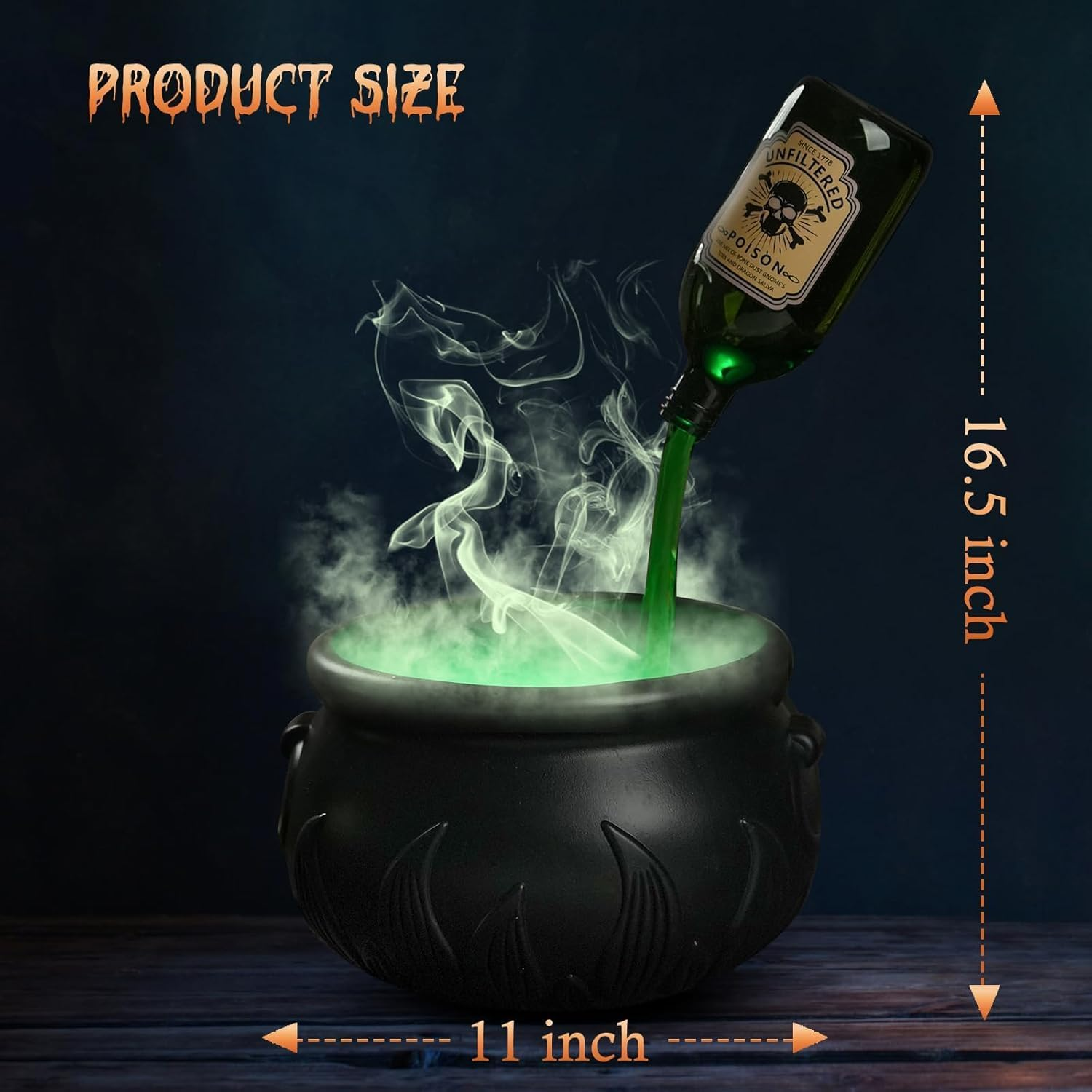 Magic Floating Potion Cauldron with Magic Floating Potion Bottles and Diffuser, Black Plastic Witches Bowl, Spooky Vintage Black Plastic Bowl for Hocus Pocus Party Spooky Vintage Home Kitchen Table image number 3