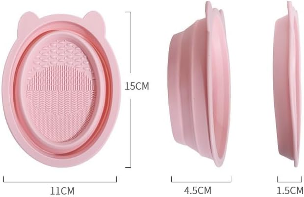 Makeup Brush Cleaning Mat Foldable Environmental Silicone Cleaning Bowl, Brush Cleaning Pad Easy Clean Girl Makeup Brush Cleaner Washing Tools (Purple, One Size)