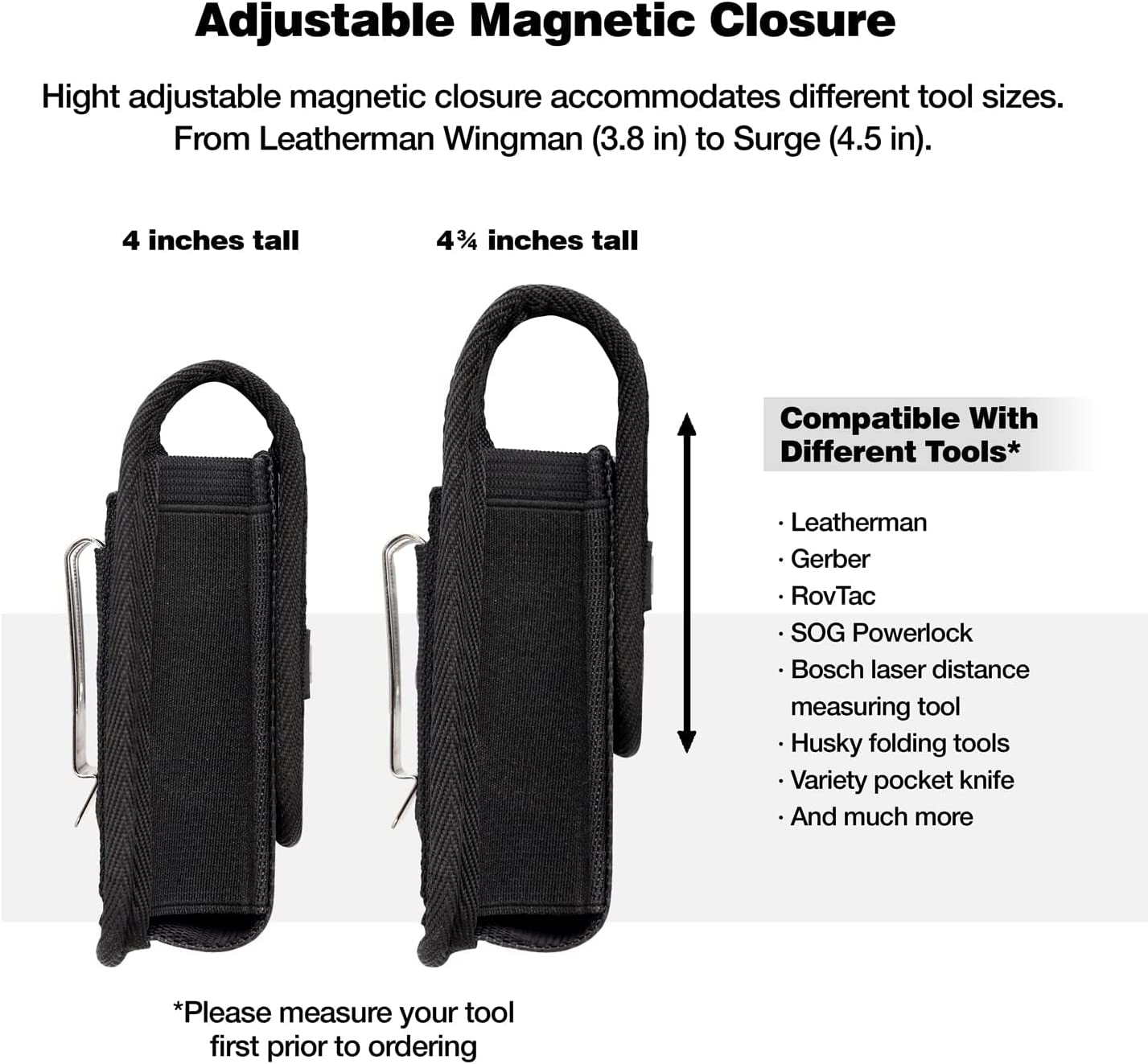 Leatherman Sheath Replacement by Perilogics. Magnetic Closure Pouch Fits Wave plus Wingman Charge Surge Super Tool 300 Signal Free P2 P4. Fits Tool up to 4.5 Inch in Length Black image number 5