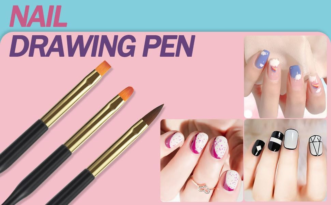 Artdone 35Pcs Nail Art Pens Brushes,Nail Art Tool Set,Nail Dotting Tools,Nail Dust Brush,Striping Nail Art Brushes for Long Lines,Nail Drawing Pen for Nail Design image number 6