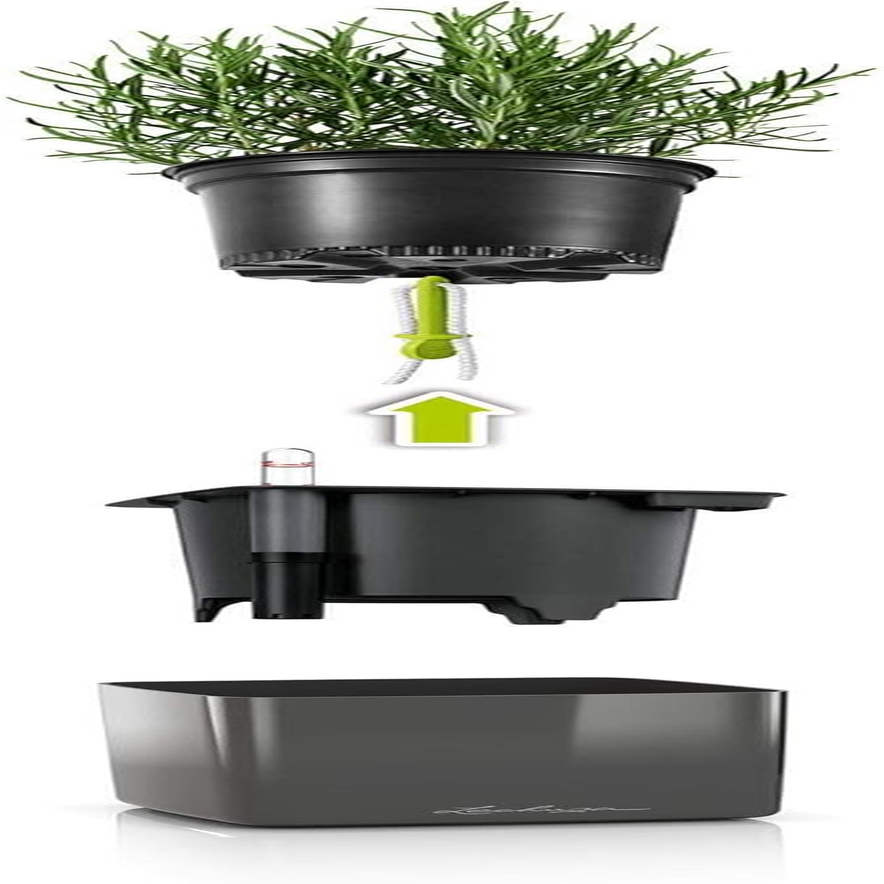 Lechuza Glossy Cube Triple Wall Planter Kit, High Gloss Charcoal image number 1