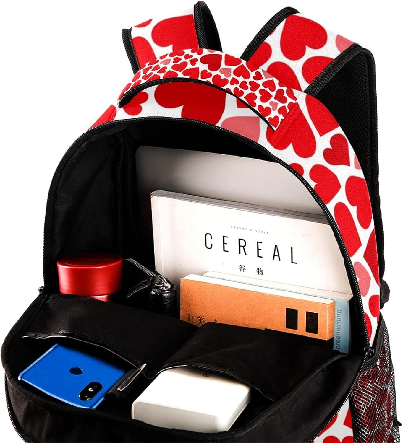 Red Hearts Backpack Students Shoulder Bags Travel Bag College School Tote Backpacks image number 1