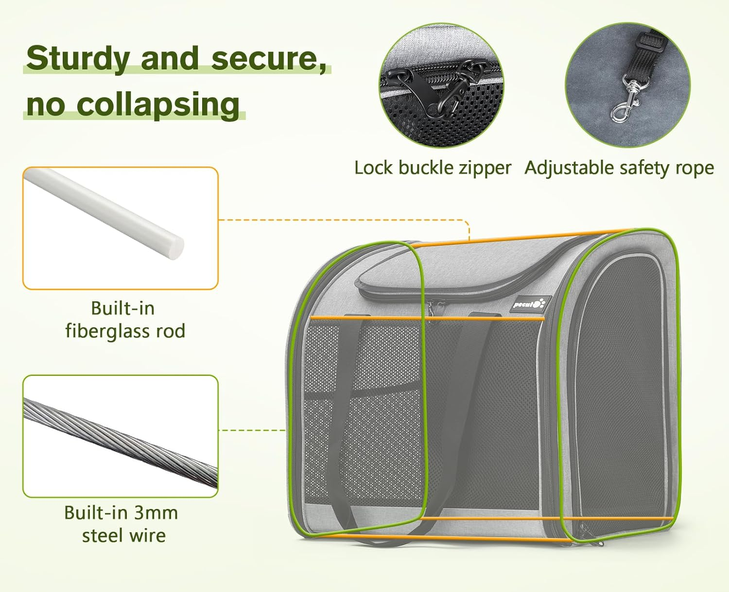 Pecute Cat Carrier, Pet Handbag and Backpack, Pet Carrier with Ventilated Design, Foldable Pet Carrier Backpack for Cats and Dogs, Dog Backpack Carrier with Safety Strap