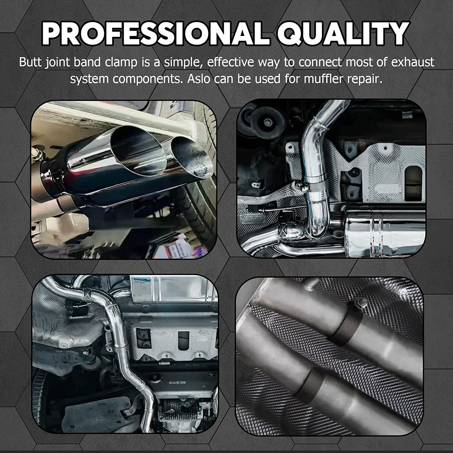 Swpeet 2Pcs 2.75 Inch Stainless Steel Exhaust Clamp, Lap Joint Band Clamp Exhaust Clamps Pipe Repair Parts, Butt Joint Exhaust Band Clamp Sleeve Coupler for Exhaust Pipes Mufflers image number 4