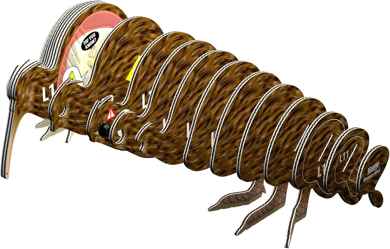 EUGY 091 Brown Kiwi Eco-Friendly 3D Paper Puzzle