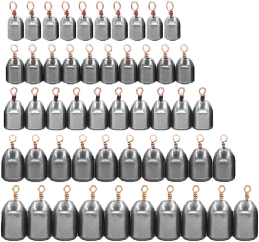 Fishing Sinker Weights Assortment Kit, 3.5G/5G/7G/10G/14G Iron Sea Fishing Sinker Weights Set for Outdoor Fishing, Pack of 50 image number 3