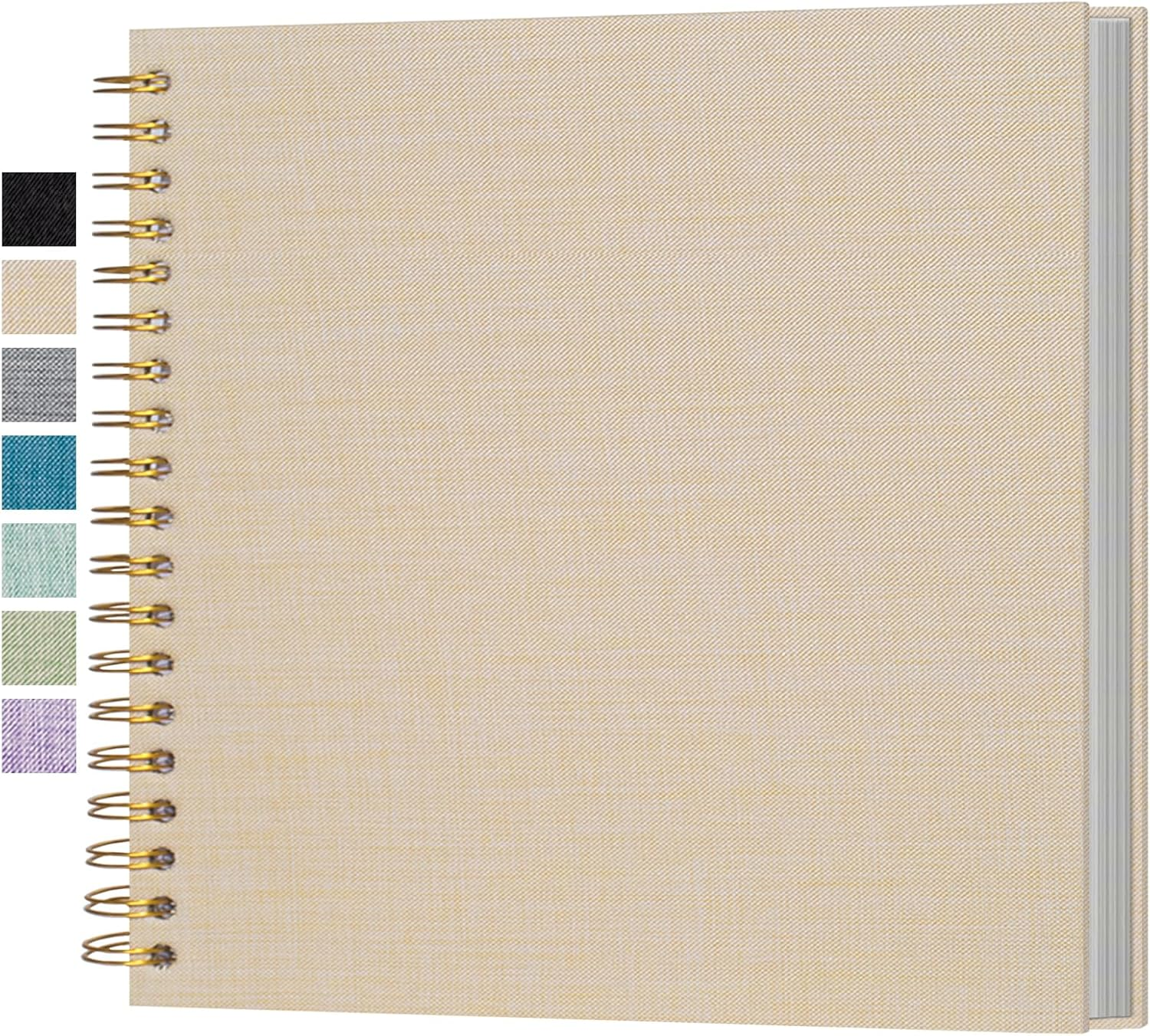 Small Scrapbook 7X7 Inch, Linen Photo Album Mini Scrap Book, Kraft White Pages Memory Book for Wedding, Baby, Family, Graduation, Travel, Dog, Vacation