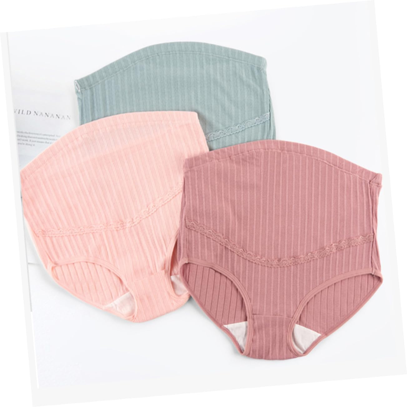 CALLARON 3Pcs High Waist Cotton Maternity Panties with Adjustable Stomach Lift Soft Breathable Nursing Underwear for Pregnant Women Comfortable Support for Growing Bump image number 4