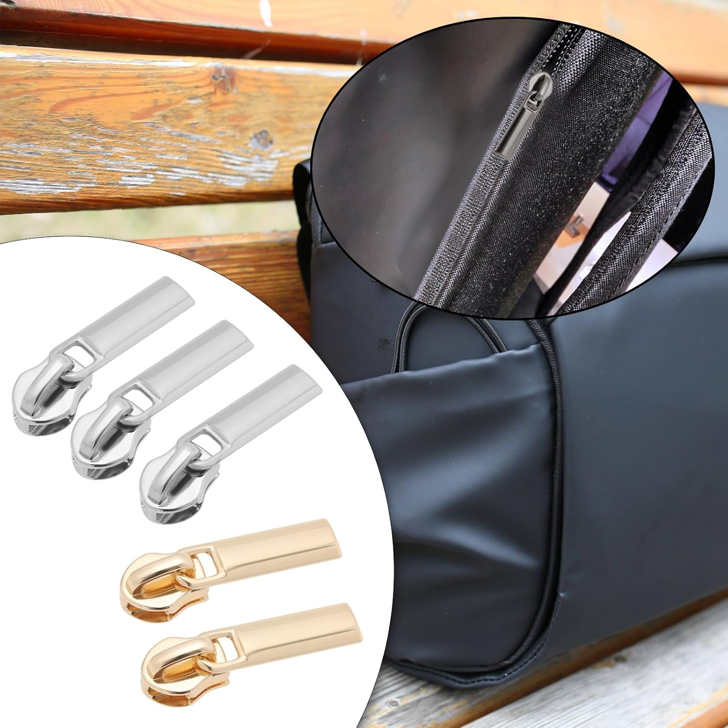 SG Store 30Pcs 3# Zippers Puller Slider Nylon Zipper Pullers Zinc Alloy Zippers Sliders for Clothes, Bags,Wallets and Suitcases Sewing Projects, Gun Black/Silver/Gold