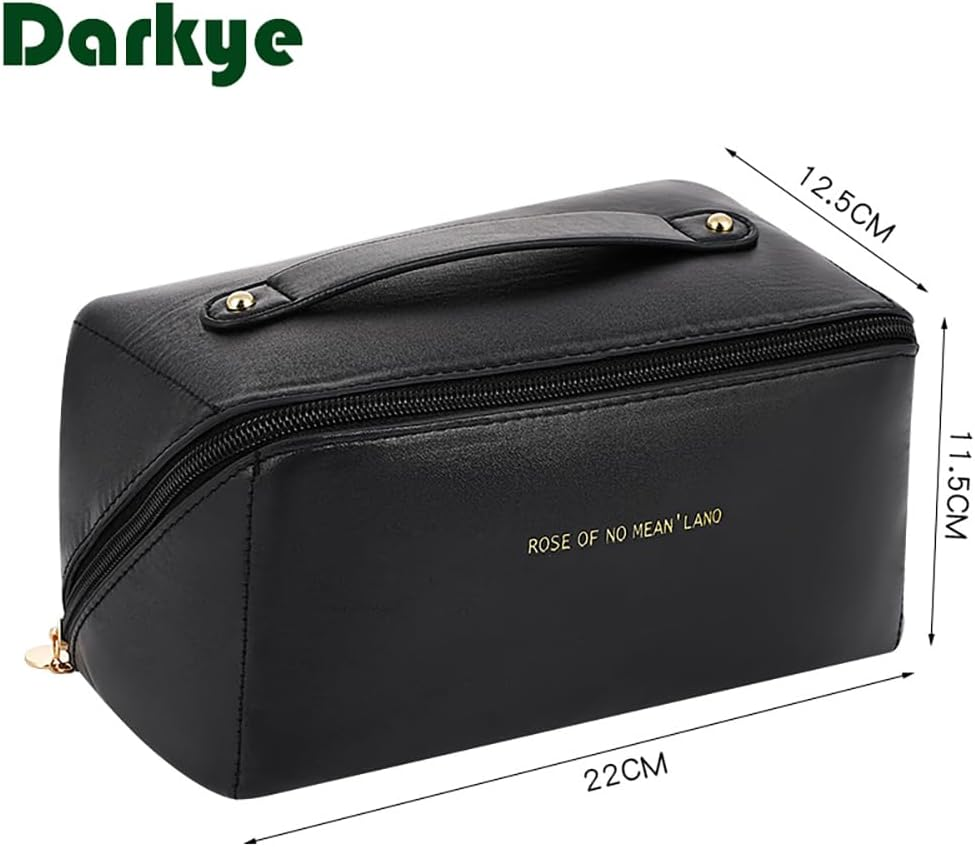 Heatunk Large Capacity Waterproof Travel Makeup Bag with Divider and Handle - Portable Toiletry Organizer for Women-Black image number 1