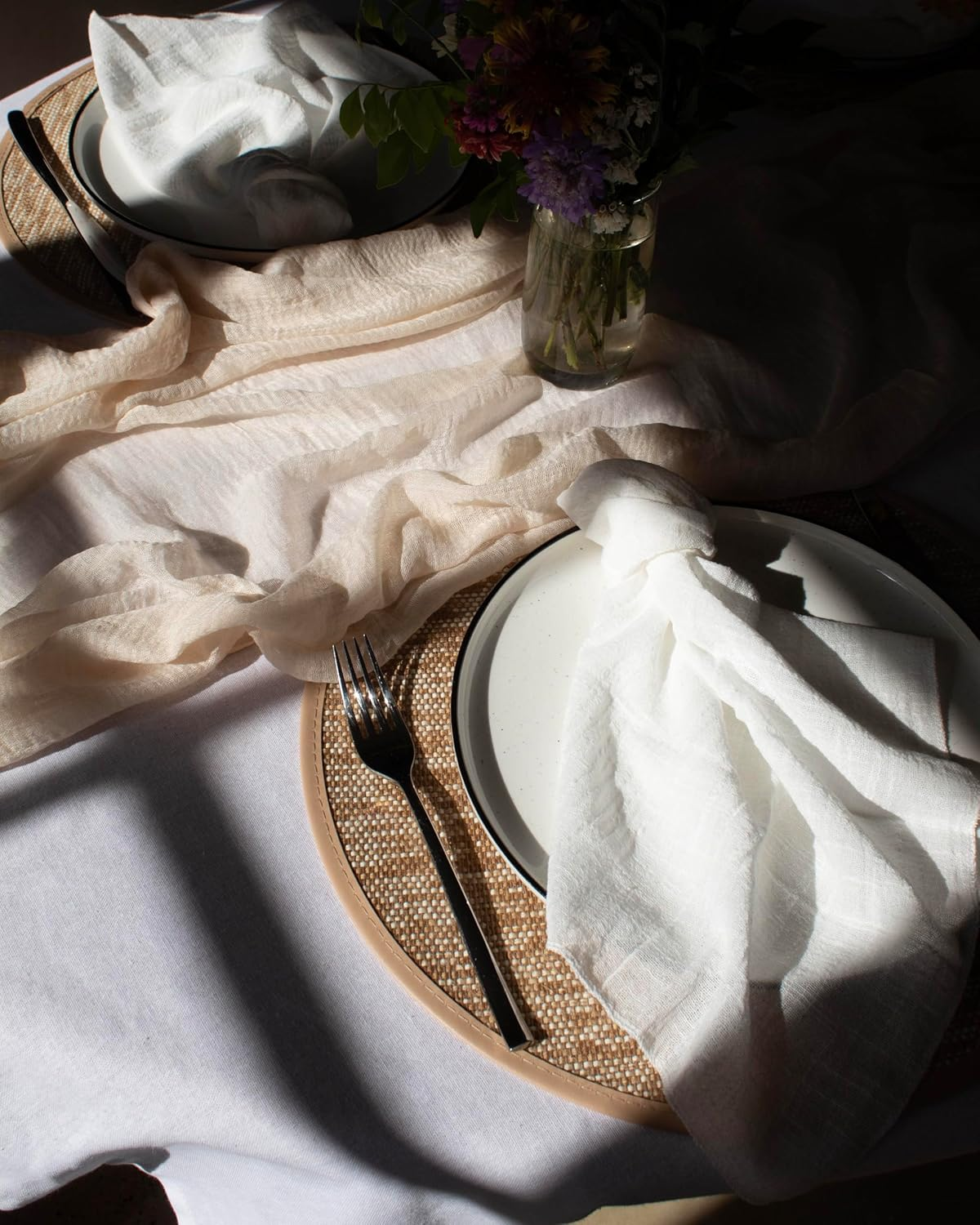 Generic White 100% Linen Cloth Cotton Square Napkins | Set of 6, 40Cm X 40Cm | Wedding Shower Bridal Event Styling Table Decor | image number 2