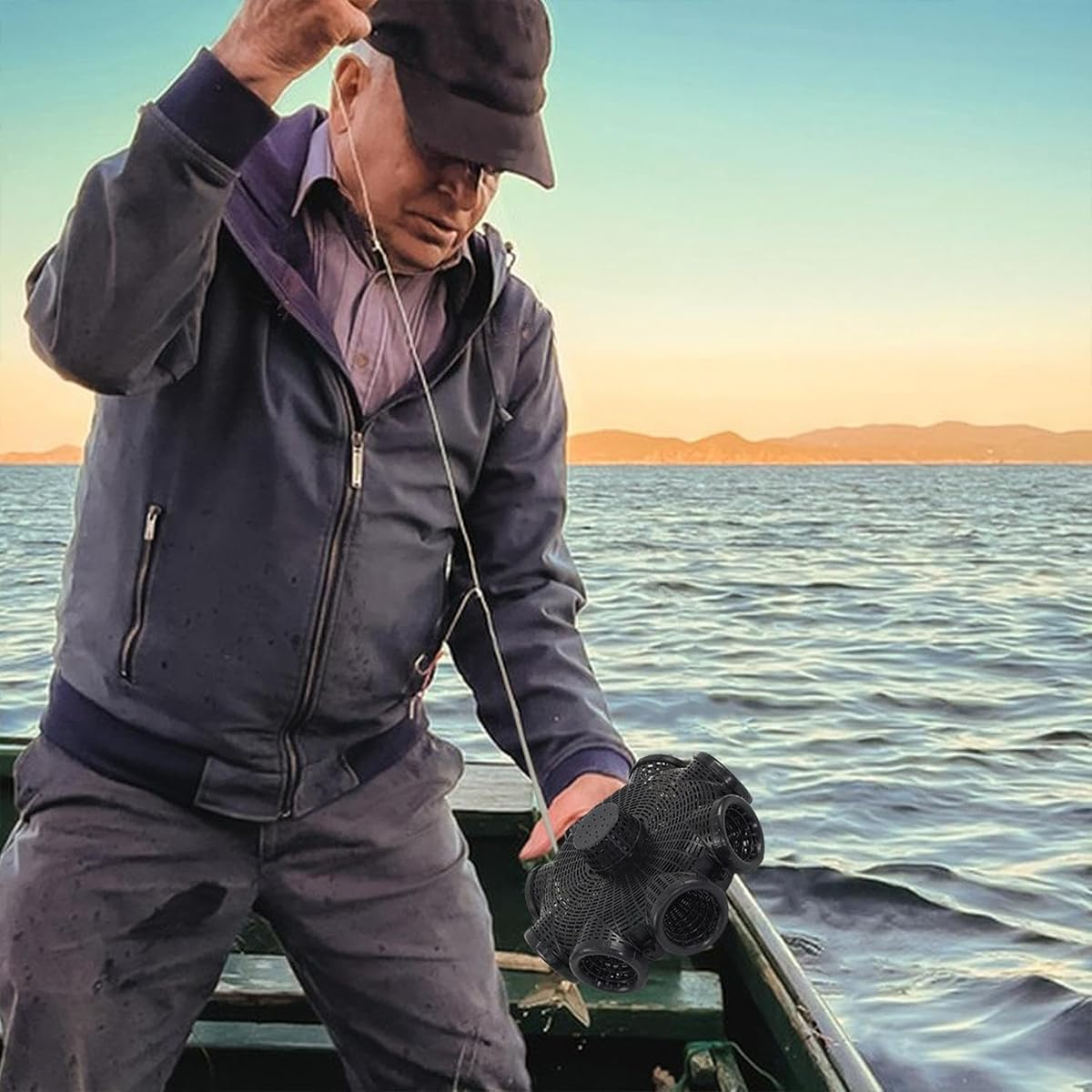 AIMALL Eight-Hole EEL Cage Fish Trap, Yellow EEL and Lobster Catcher, Bottom Sank Fishing Cage for Loach and EEL, 14.57 X 4.33 In image number 6