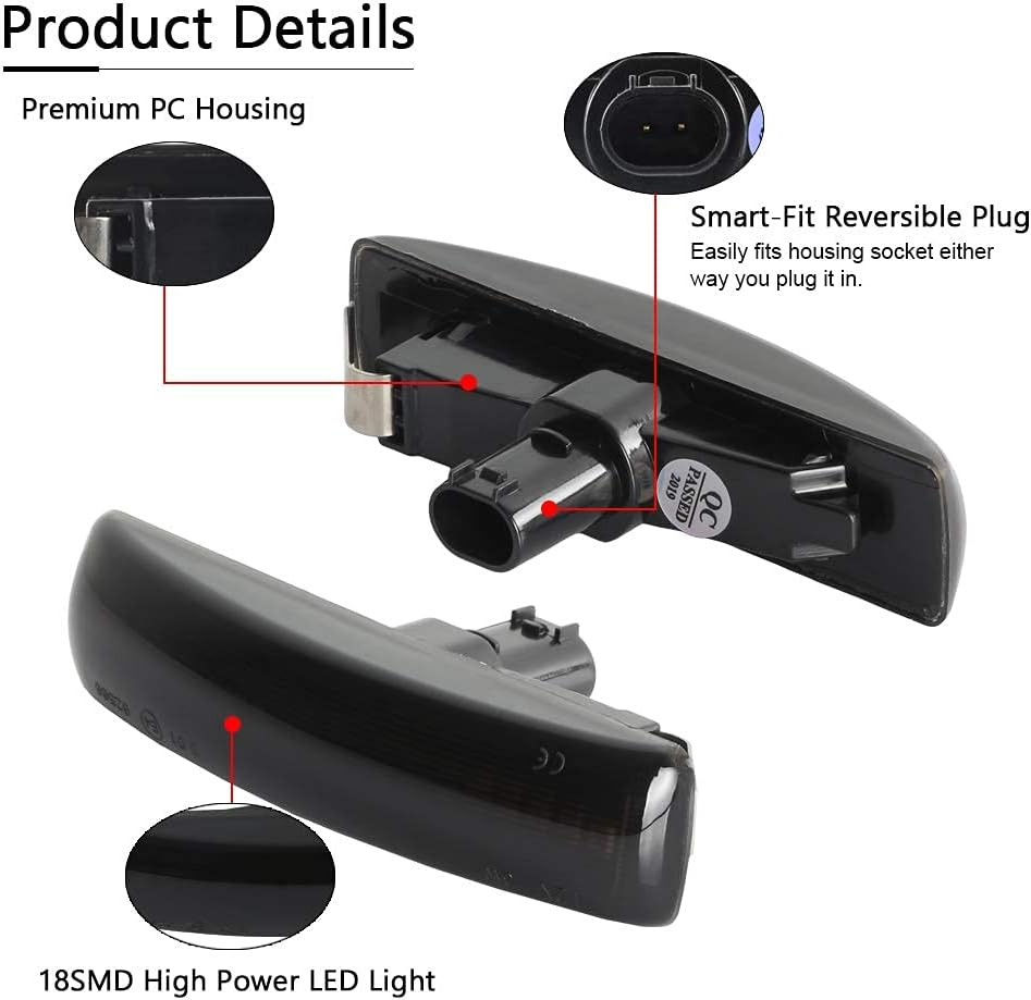 Gempro 2Pcs LED Front Fender Side Marker Light Turn Signal Lamp Assembly Replacement for Range Rover Sport LR3 LR4 Discovery 3/Discovery 4 LR2 Freelander 2 image number 2