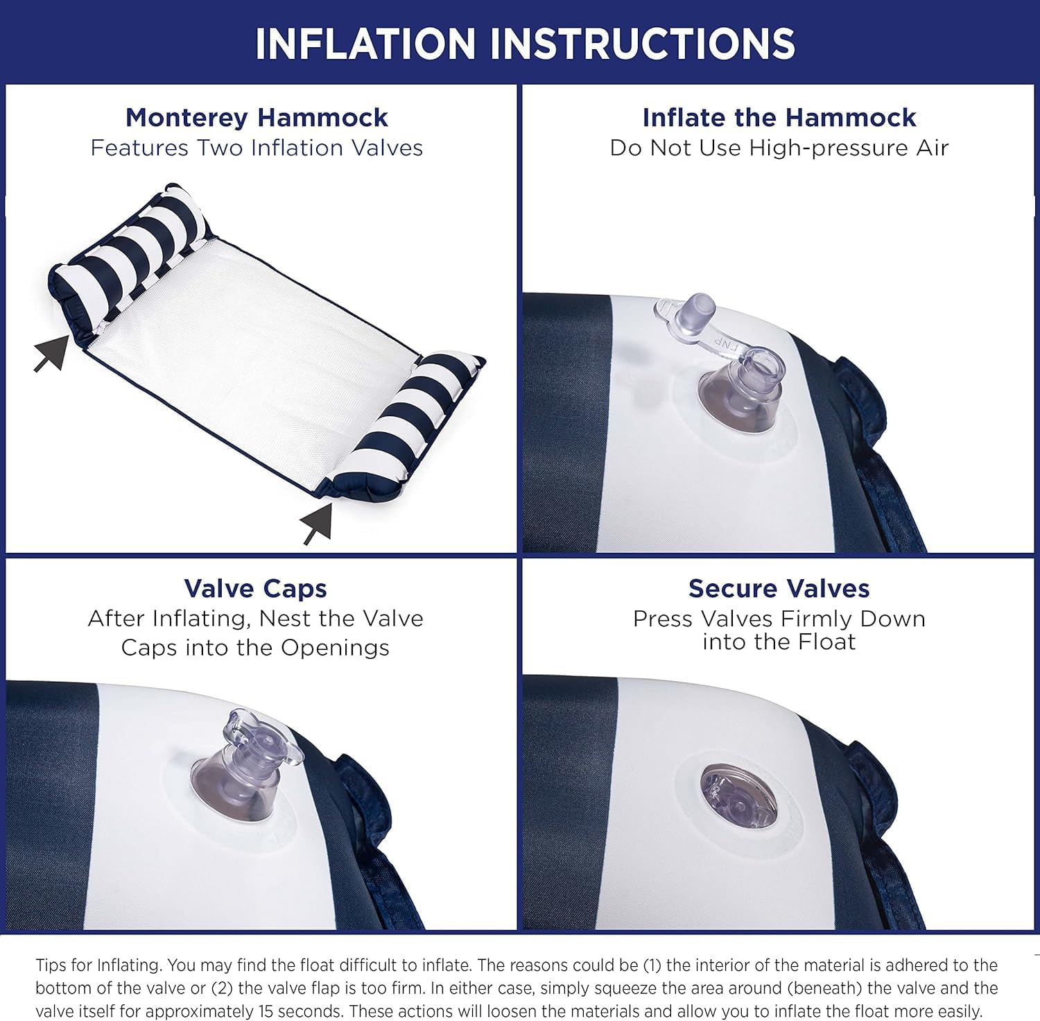 Dxzephious Aquatic 4-In-1 Monterey Hammock Pool Float & Water Hammock &ndash;Blue Navy &ndash; for Adults -Pool Noodle, Pool Toy,1Pack