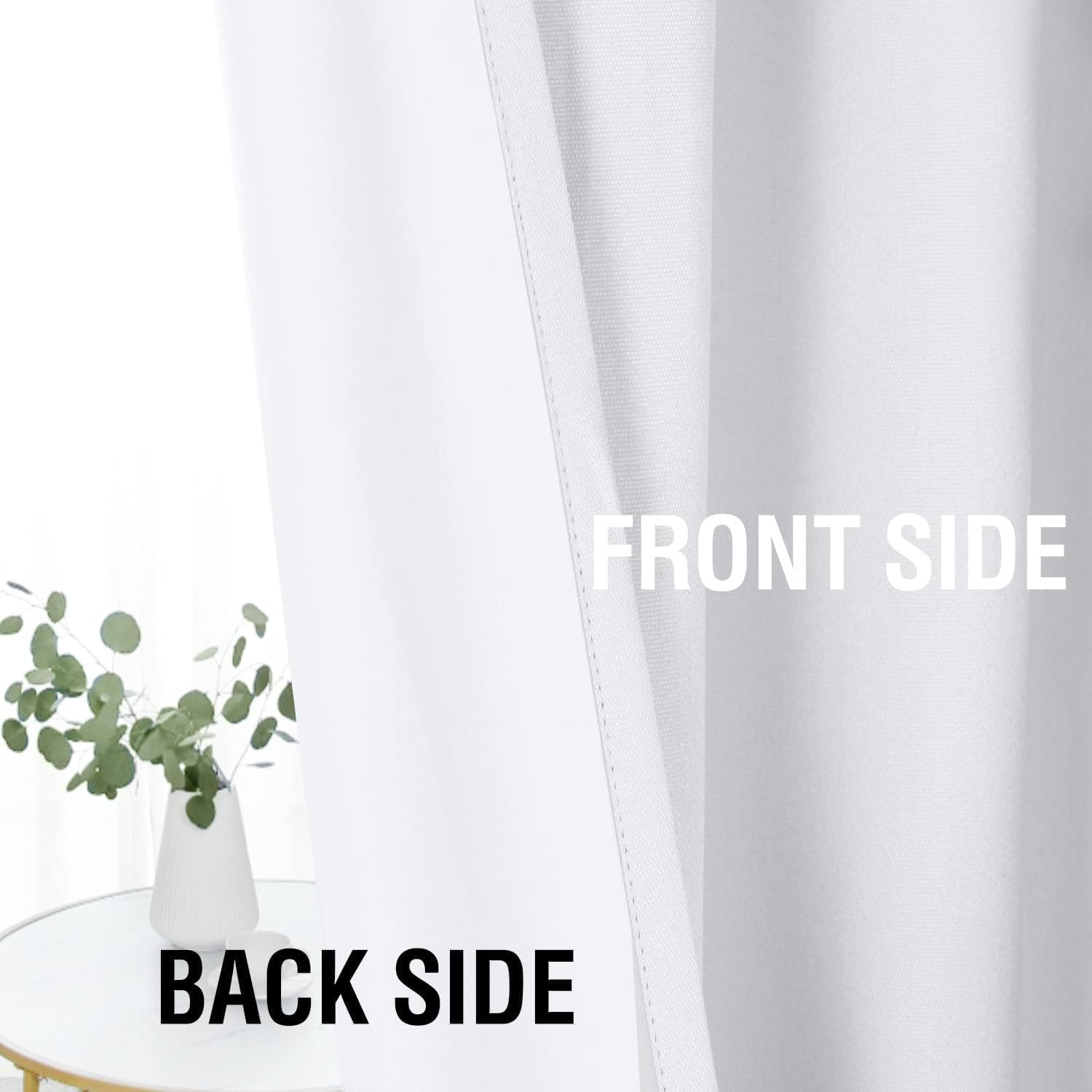 H.VERSAILTEX Linen Look 100% Blackout Curtains for Bedroom Full Light Blocking Rod Pocket Linen Textured Thick Window Curtain Drapes with White Backing, 2 Panels Set, Each W132Cm X D213Cm, Pure White image number 3