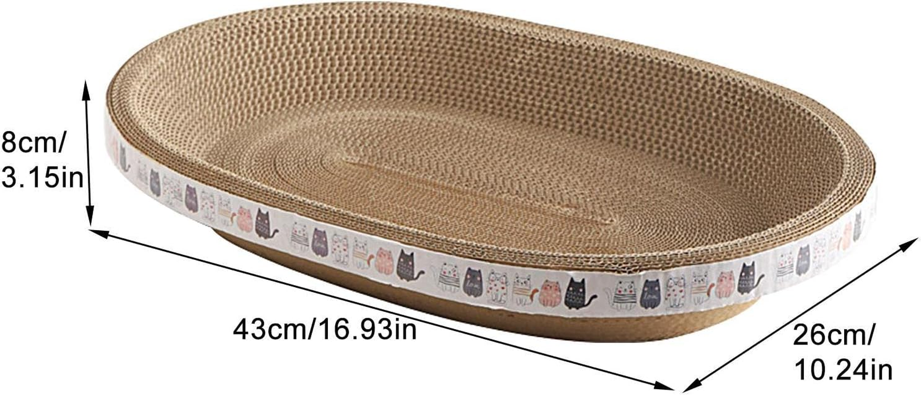 Cat Cardboard Scratcher,Cat Scratching Pad Oval/Round Shape Cat Scratcher Couch Protectors Cat Scratching Bed Pads,Cardboard Cat Scratchers Cat Scratching Lounge Bed for Furniture Protection image number 2