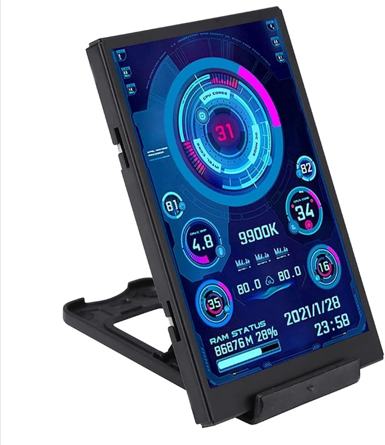 Mini Smart Monitor, 3 Inch USB IPS Full Screen Display, 360 Degree Rotation PC CPU Data, Lightweight Design, Temperature Monitor for Monitoring Electronic Devices image number 4