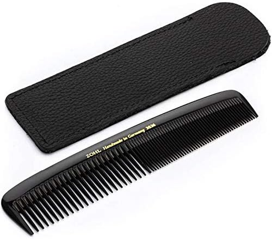 ZOHL Mens Pocket Hair Comb Ebonite in Leather Pouch image number 1