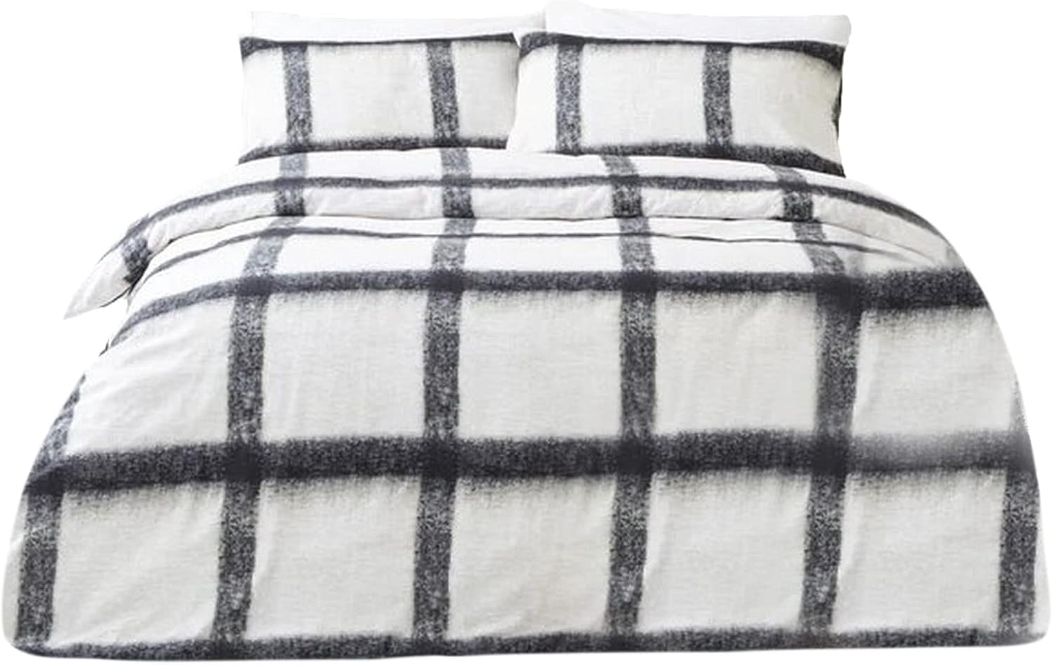 The Linen Yard Mohair Check Duvet Cover Set, Natural/Black, 137 X 200 Cm image number 1