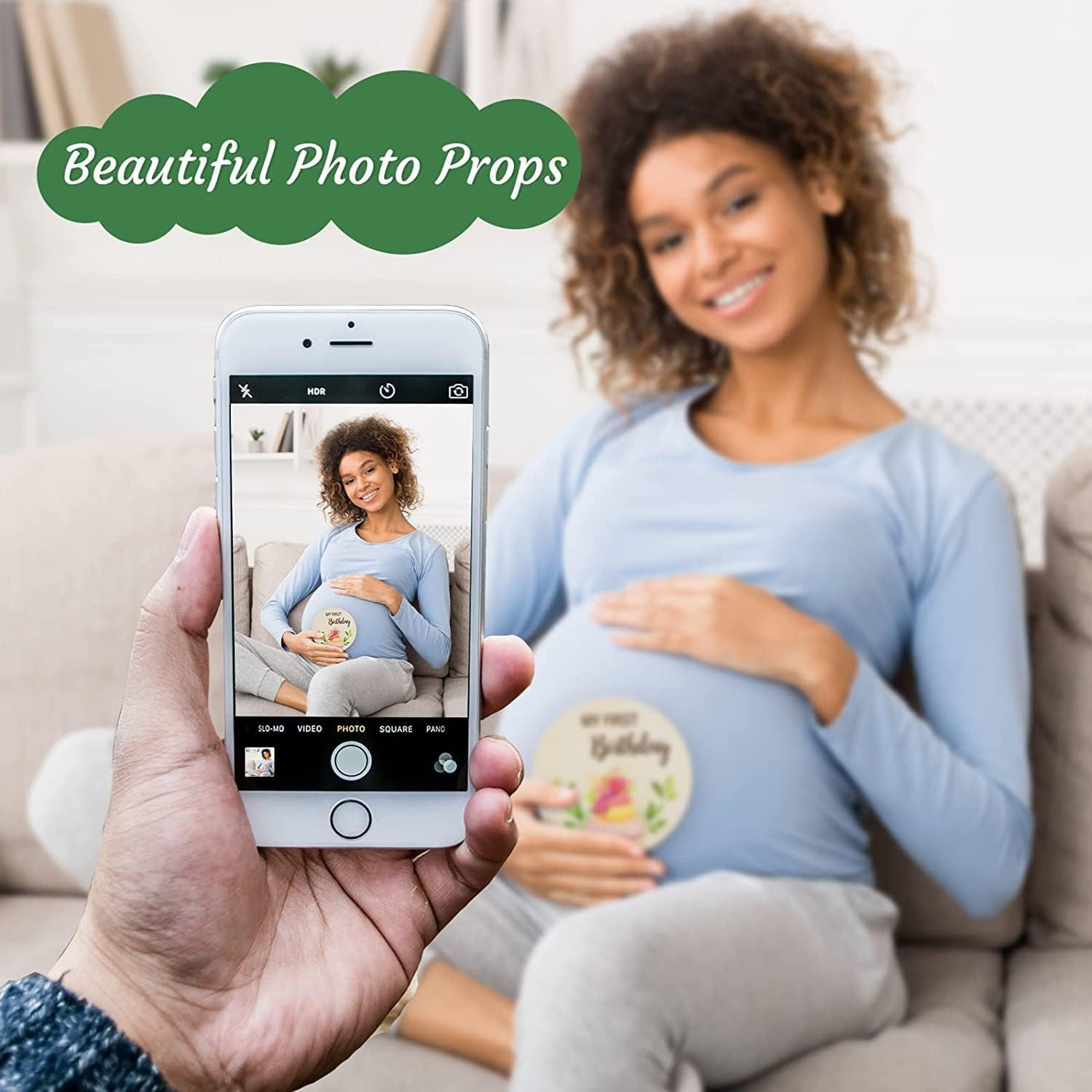 Monthly Baby Milestone Cards Wooden Milestone Discs, 10Pcs Double Sided Wooden Baby Monthly Milestone Cards, Baby Monthly Milestone Cards Sign Wooden Monthly Milestone Cards Baby Milestone Cards Discs image number 1