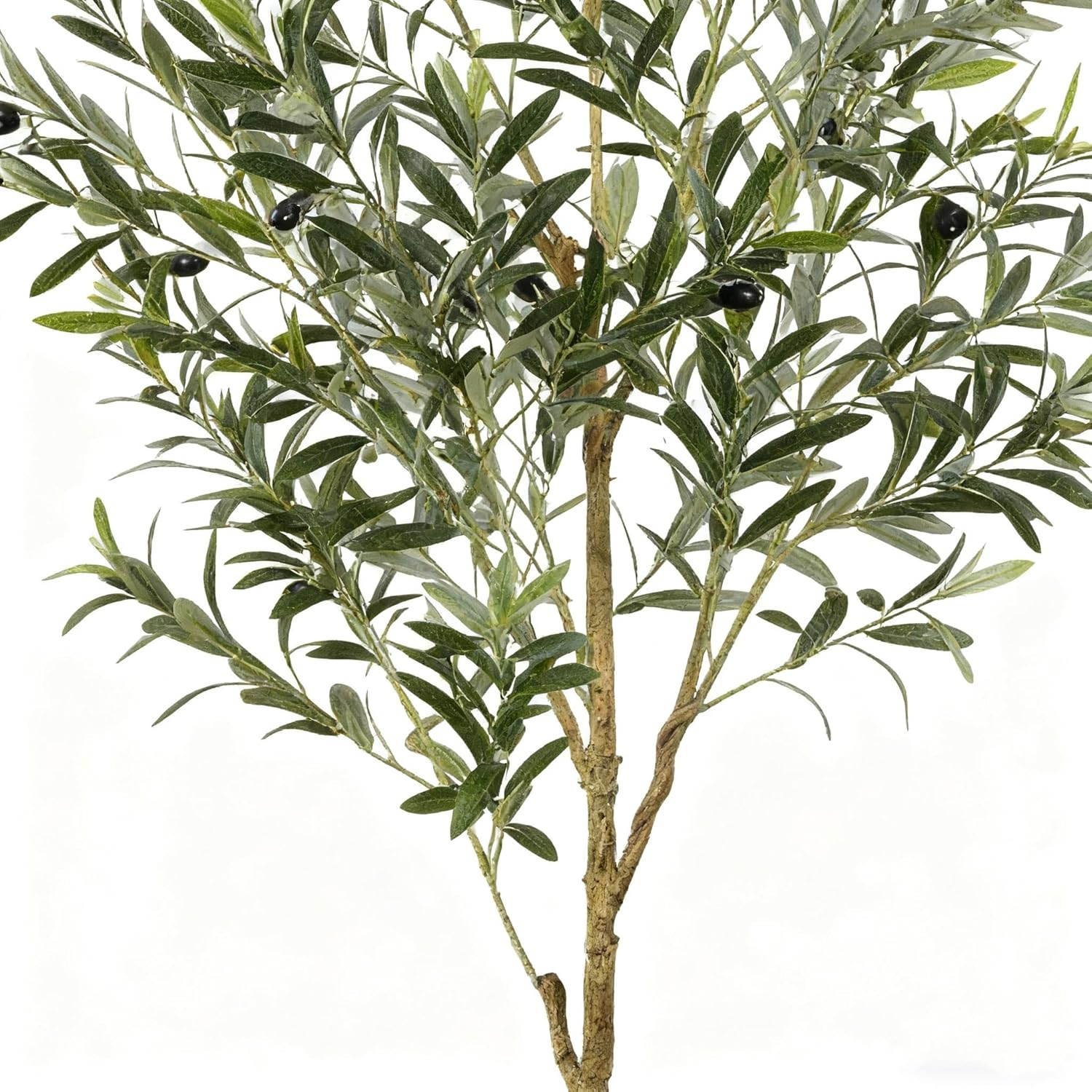 BESTONE Artificial Olive Tree Lifelike Artificial Plant with Natural Wood Trunk & Faux Fruits, Elegant White Pot, Modern Floor Decor for Indoor/Outdoor Home Office Living Room (152Cm/5Ft) image number 6
