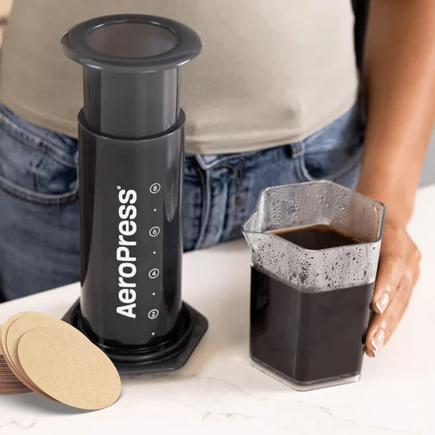 Aeropress XL Natural Paper Microfilters, Aeropress Coffee Filters, Unbleached round Paper Filters for Coffee Makers, Must-Have Coffee Accessories, XL, 1 Pack, 200 Count image number 3