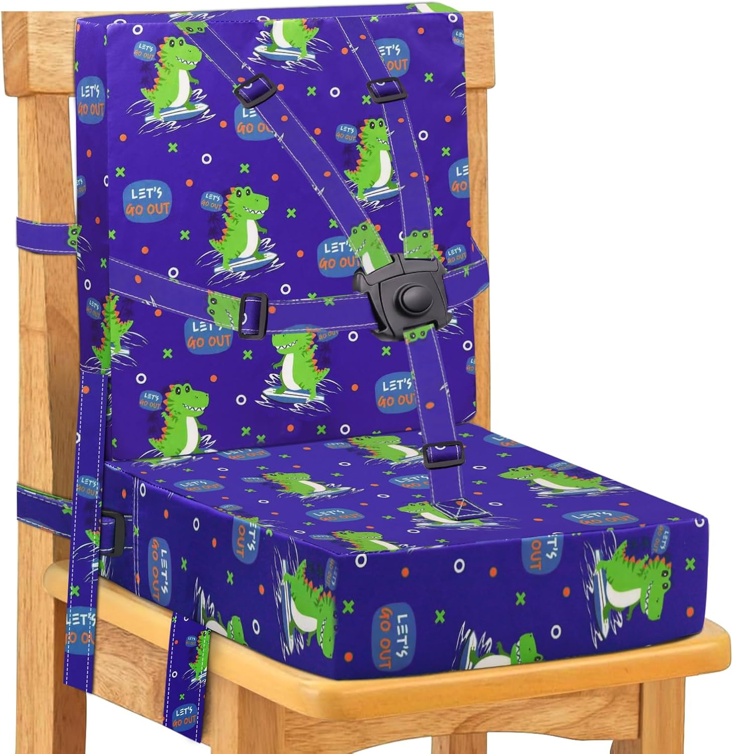 Toddler Booster Seat for Dining Table, 5 Point Buckle Child Booster Seat for Table with Backrest, PU Waterproof Easy Cleaning Dining Booster Seat Adjustable Seat Belts & Non-Slip Bottom (Grey)